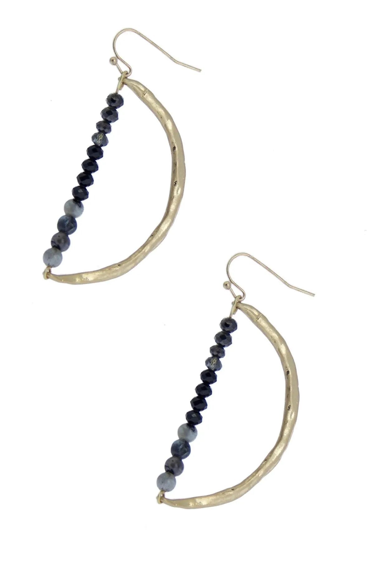 Saachi Women's Black Glass Bead Semi Circle Dangle Earrings