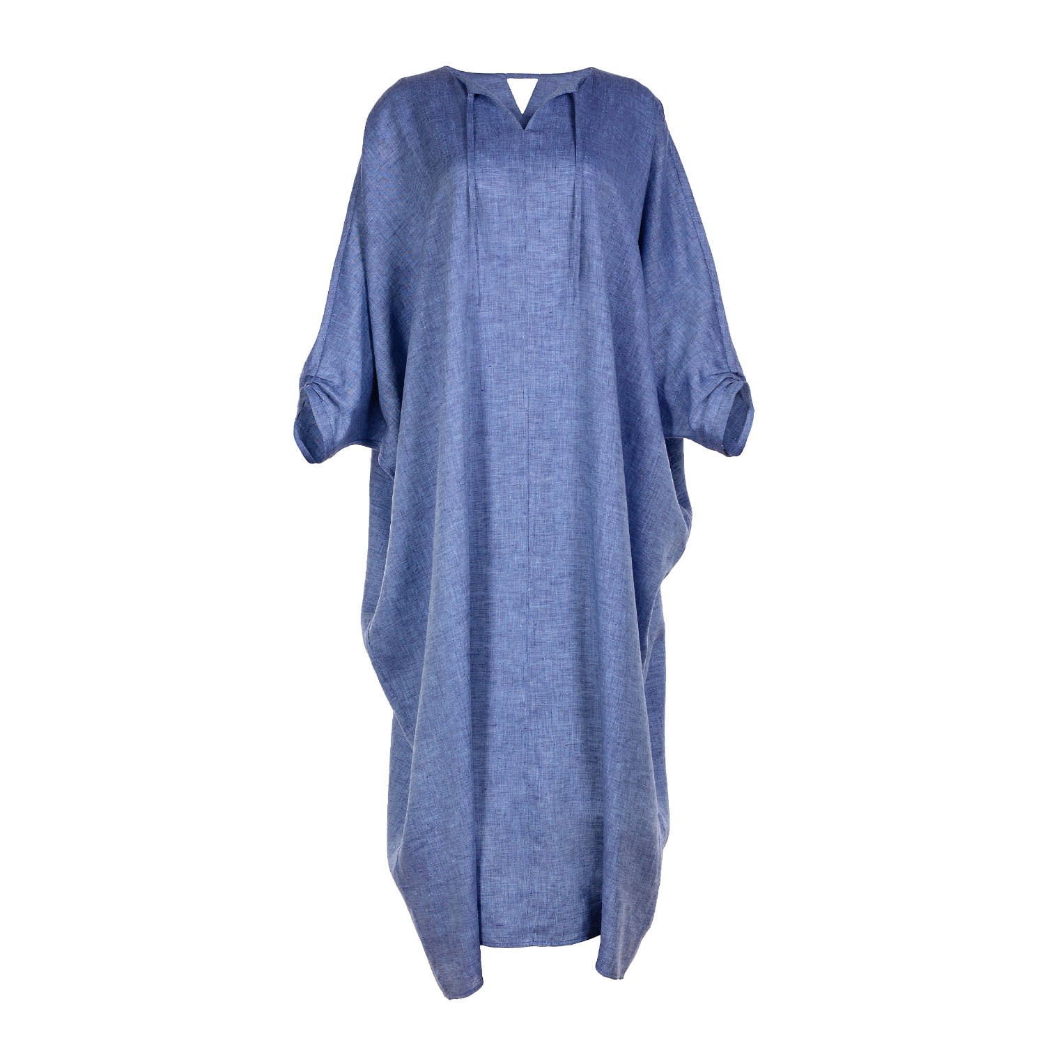 Women’s Pure Linen Blue Kaftan Dress Alya L/Xl House of Azoiia