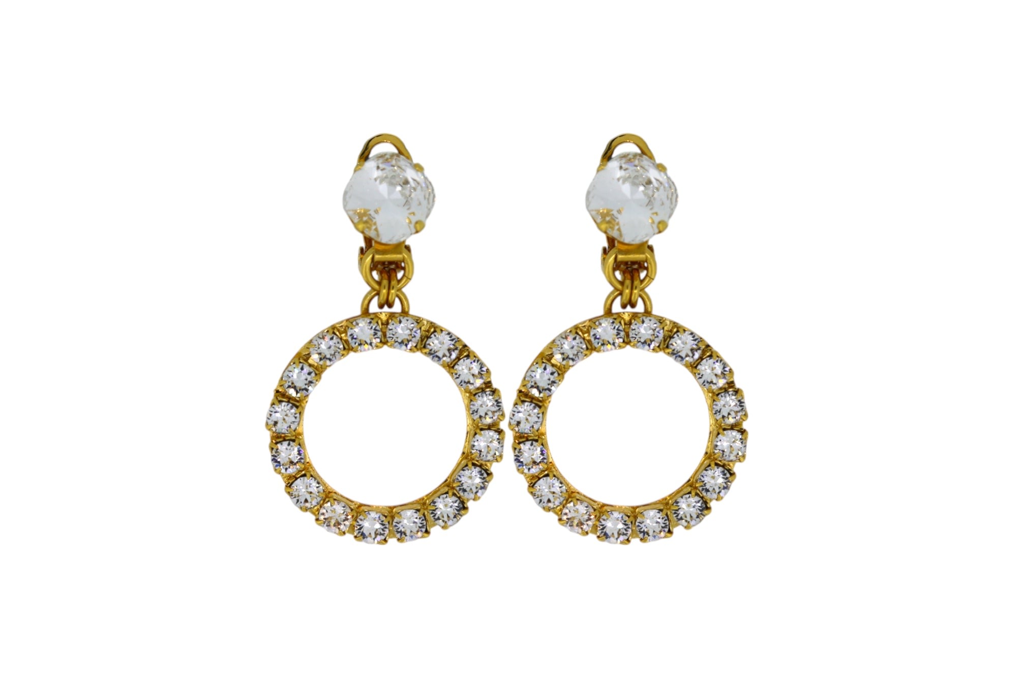 Vickisarge Women's Neutrals The Small Clear Hoop Earrings In Gold - Pierced