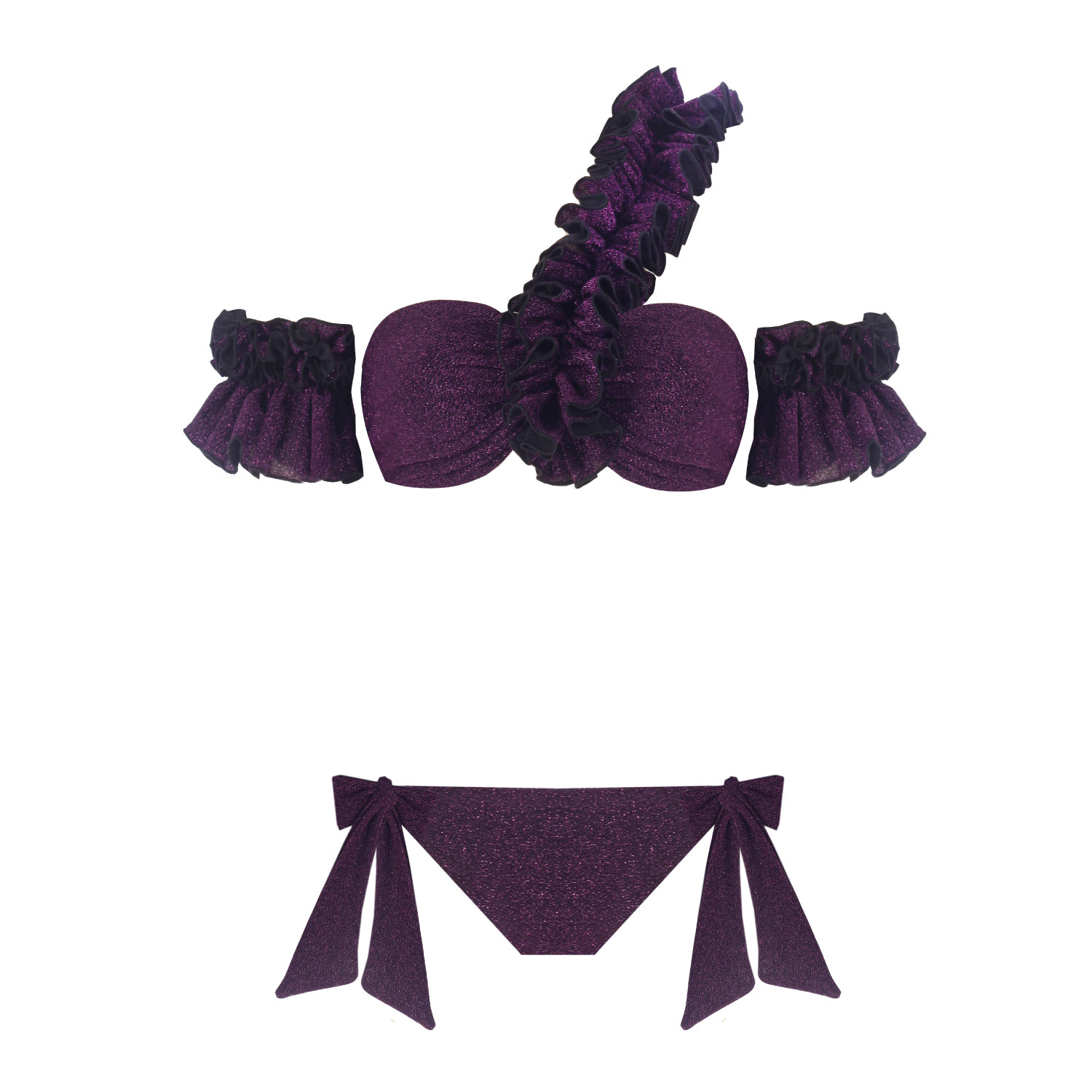 Nur Karaata Women's Pink / Purple Lilou Sparkle Purple Bikini Set