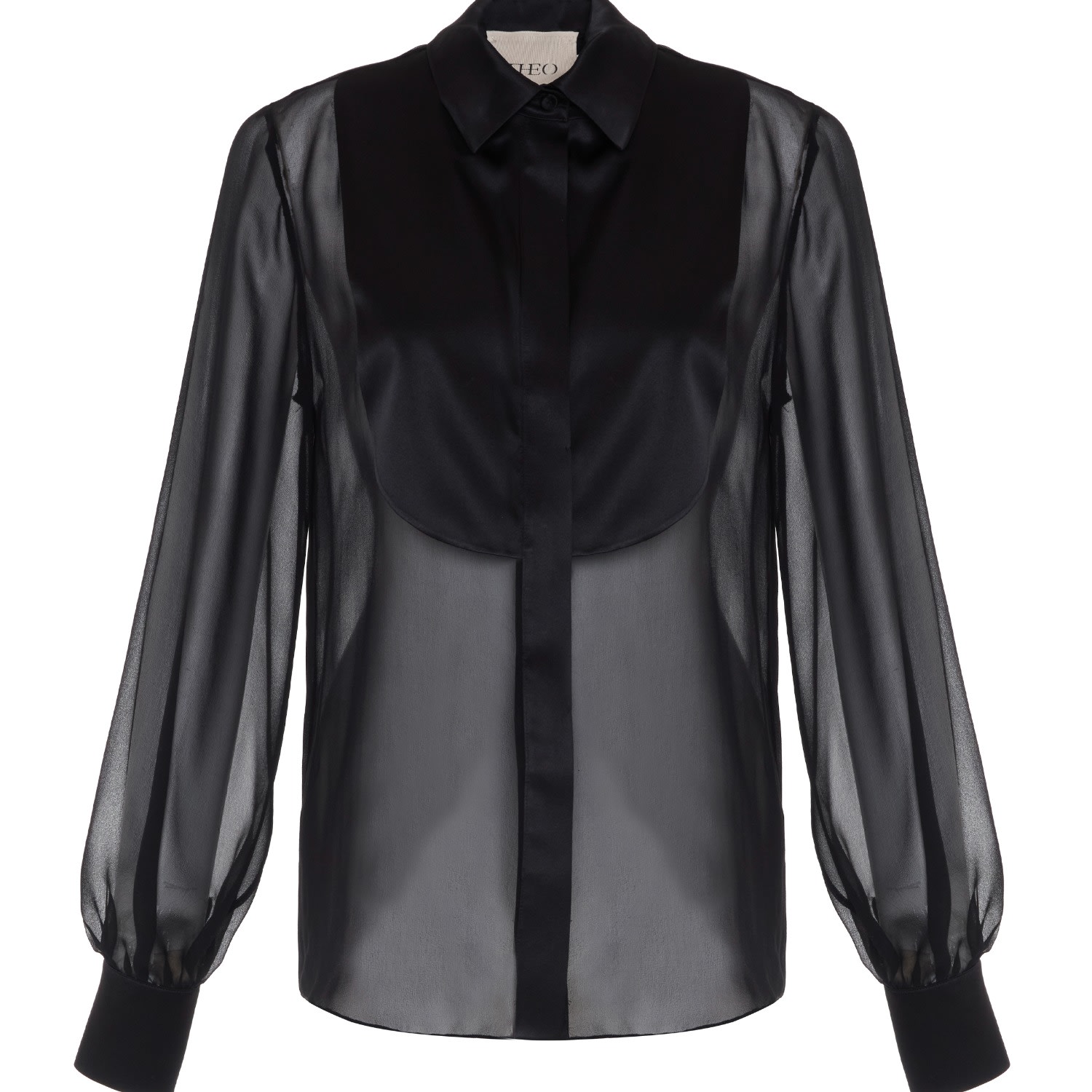 Theo The Label Women's Idalia Plasteron Chiffon Blouse - Black In Black