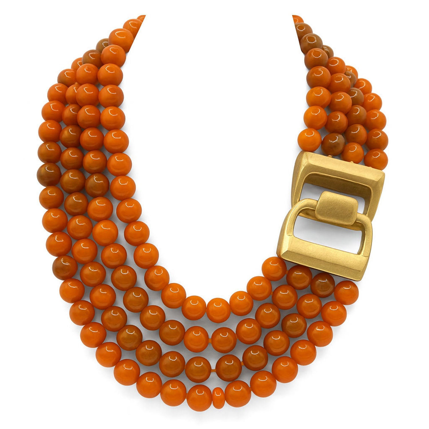 Michael Nash Jewelry Women's Brown Irena Four Strand Carnelian Resin Bead Nesting Necklace In Brown