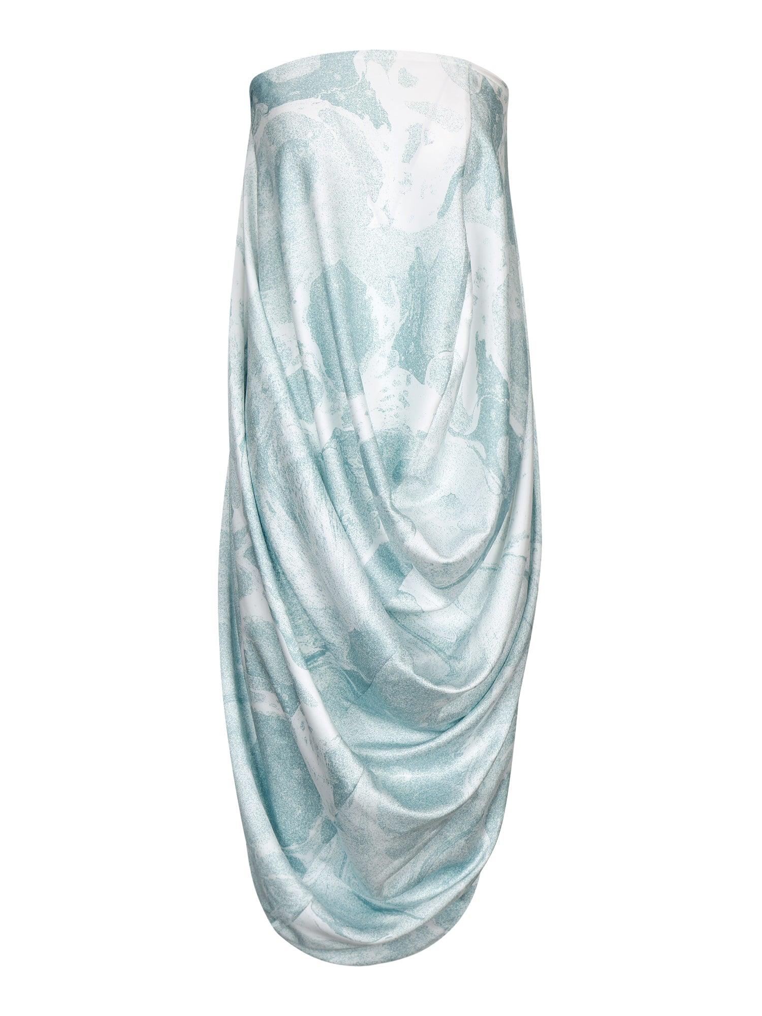 Yibri Women's Water Lily Printed Strapless Drape Dress In Blue
