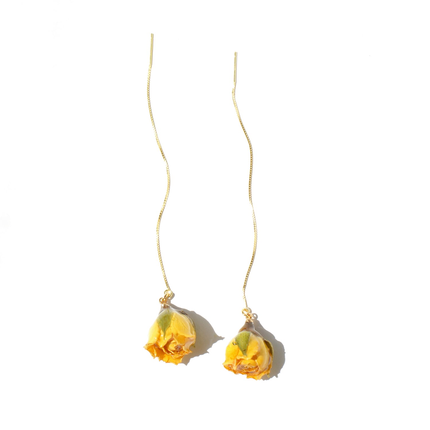I'mmany London Women's Orange Rosa Korresia Yellow Rosebud 18k Gold Vermeil Threader Earrings