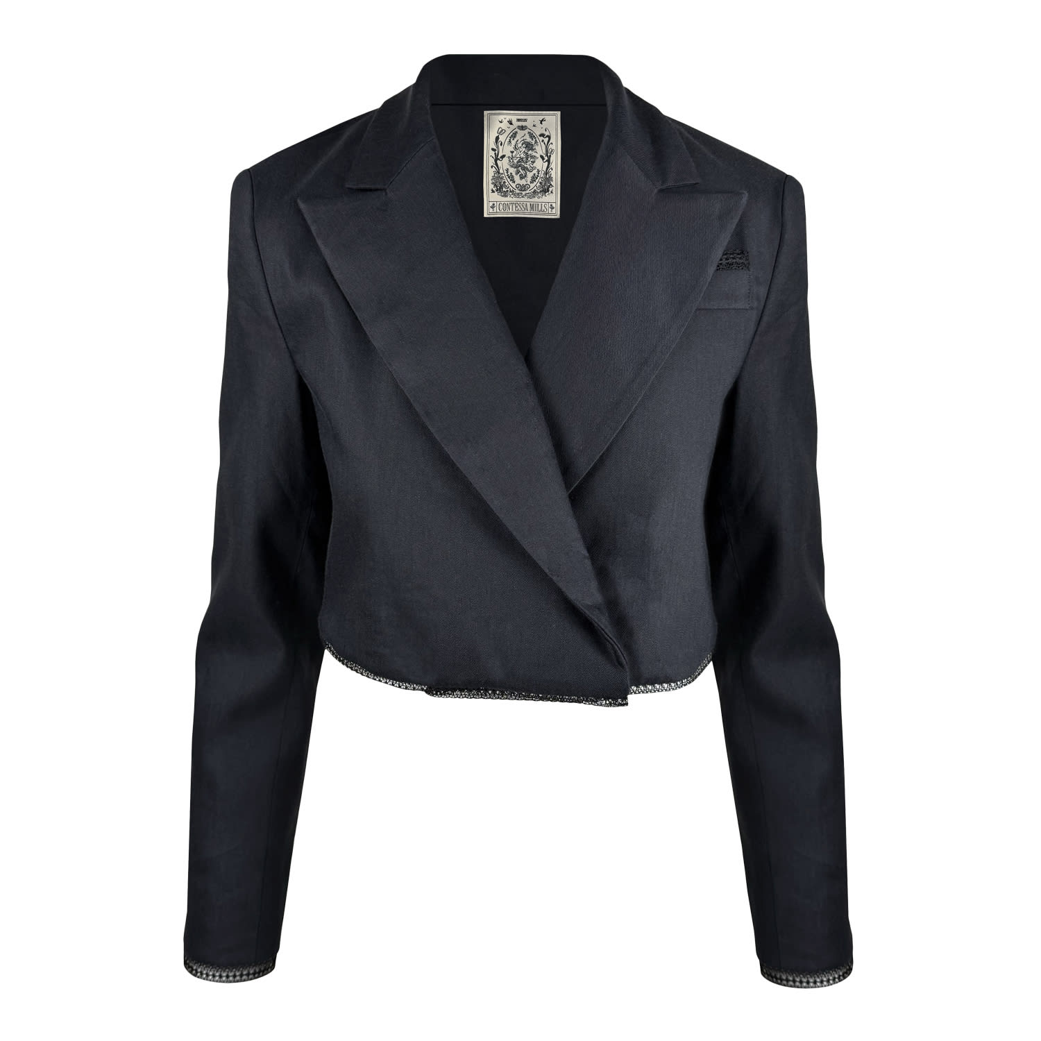 Contessa Mills Women's Morgaine Linen Blazer In Black In Black