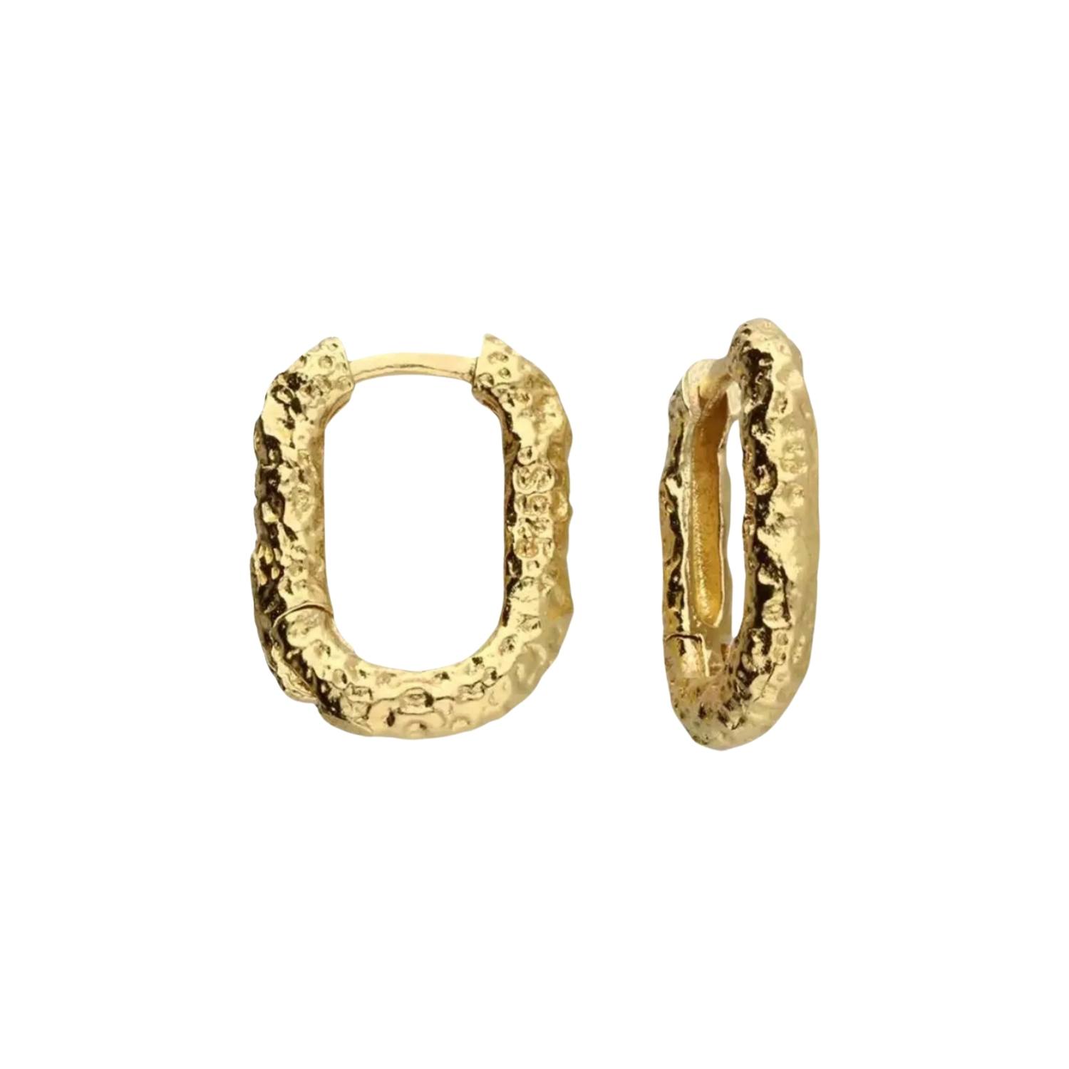 Women’s Molten U-Shaped Huggie Earrings Gold Plated Fiyah Jewellery