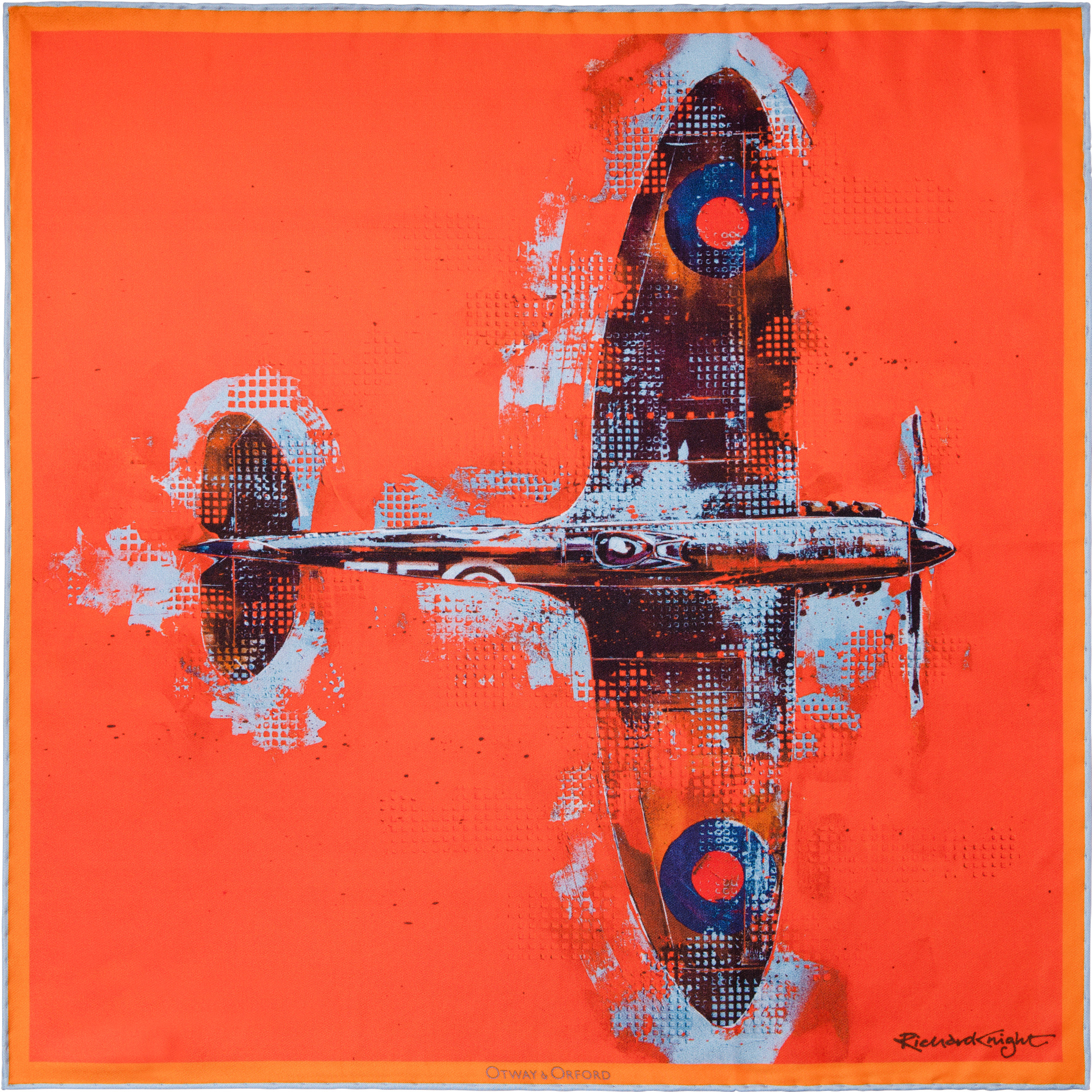 Men’s ’Lone Fighter’ Spitfire Silk Pocket Square. Full-Size. Otway & Orford