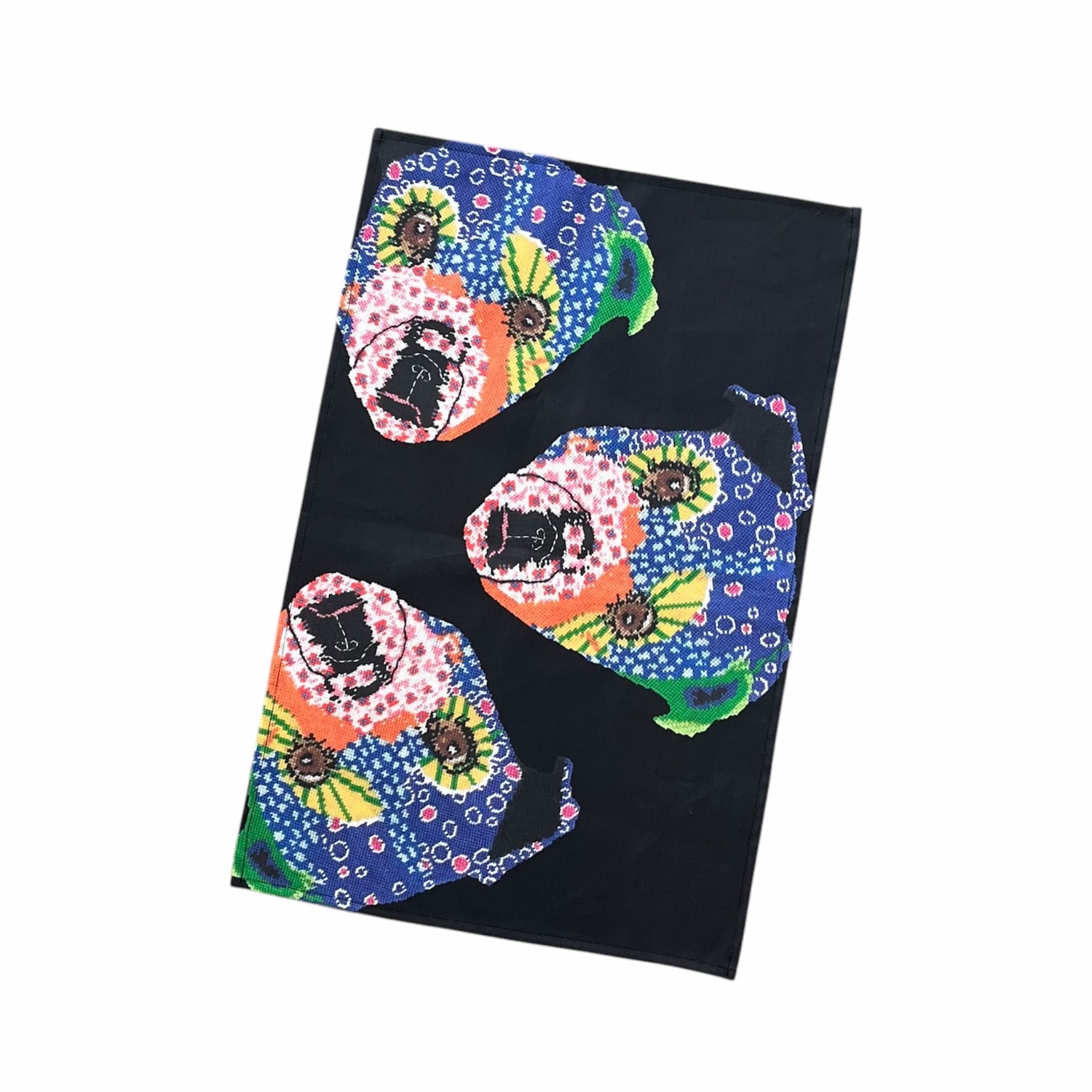 Mommani Threads "pup Popstar" Handmade Linen-cotton Tea Towels, Set Of Two