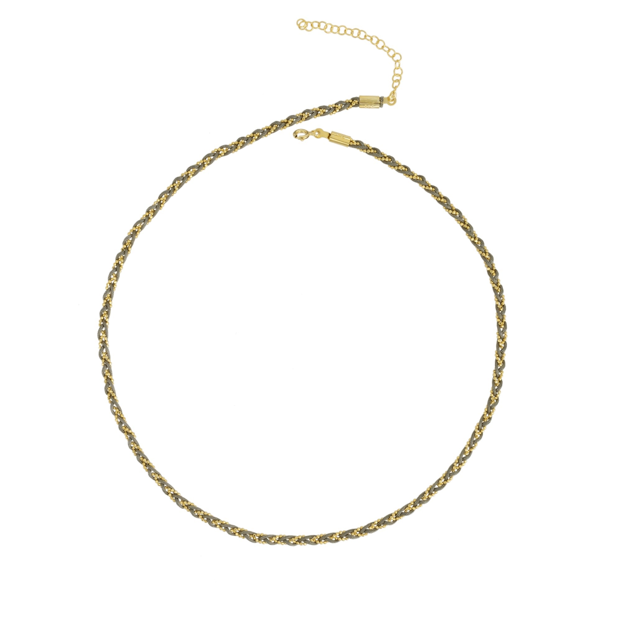 Spero London Women's Handmade Rope Braided Sterling Silver Beaded Chain Necklace In Grey In Gray