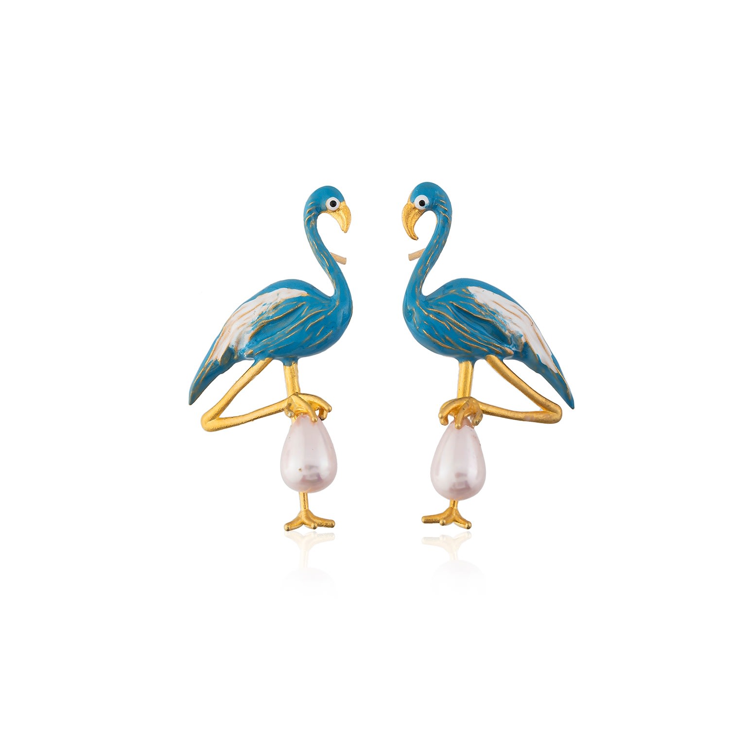 Women’s Blue Flamingo Earrings Milou Jewelry