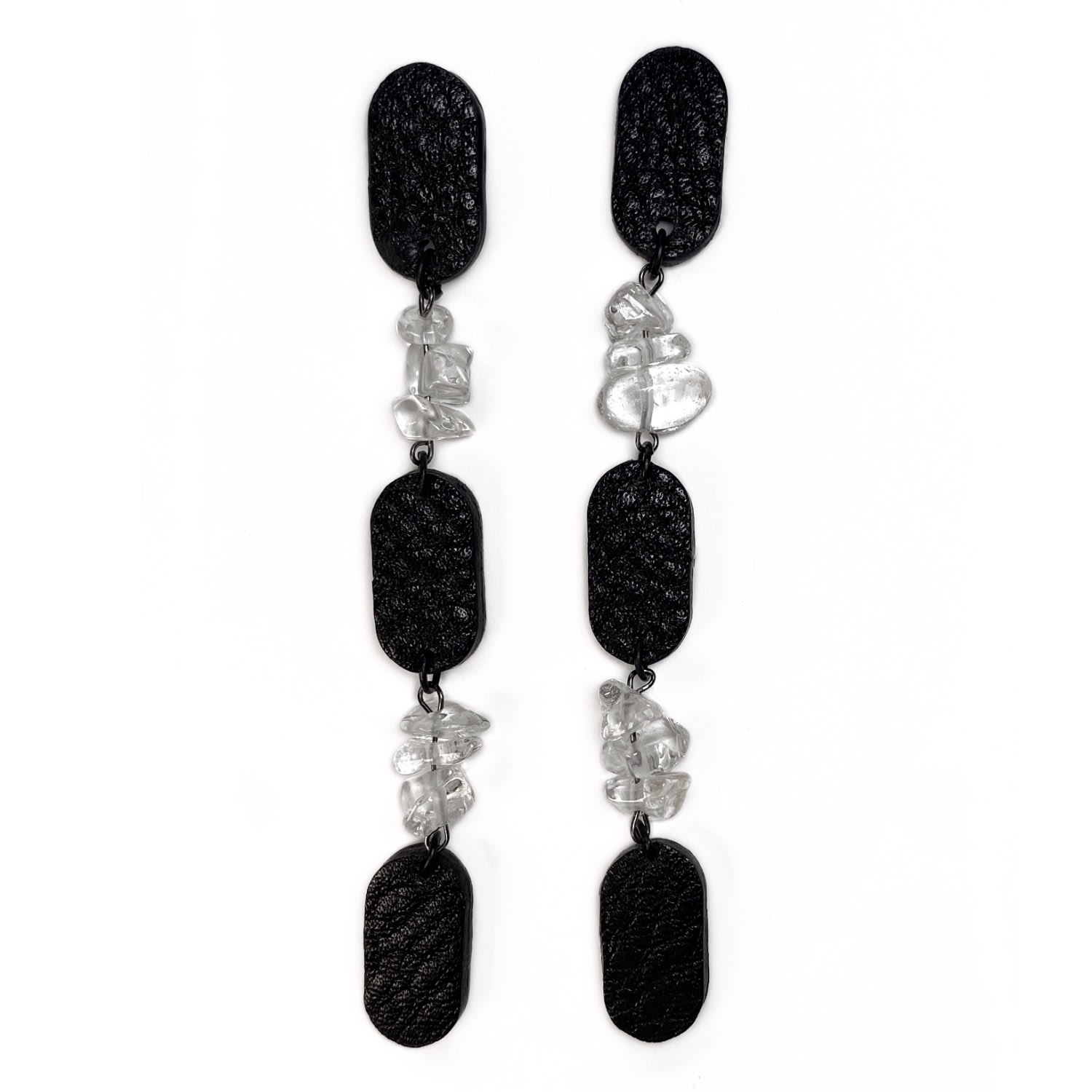 Women’s Black Capsule Dangle Earrings With Clear Quartz Crystals Waiwai