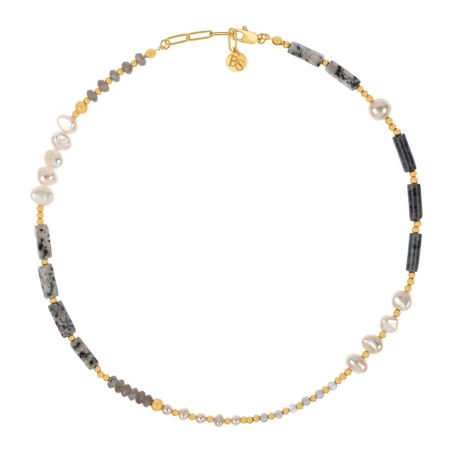 Women’s Grey Juliette Labradorite & Rutile Quartz & Pearl Necklace Bonjouk Studio