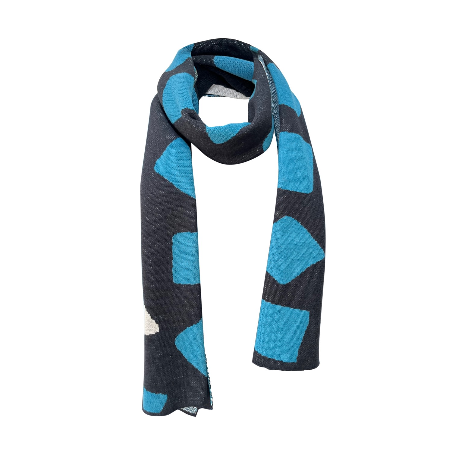 Women’s Black / Blue / White Irregular Square Scarf One Size Sisu Sisu