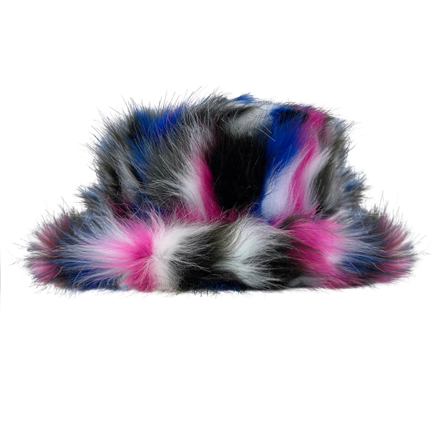 Vaseghia Women's Black / Blue / Pink Zephyr Mix Pattern Vegan Faux Fur Hat In Multi