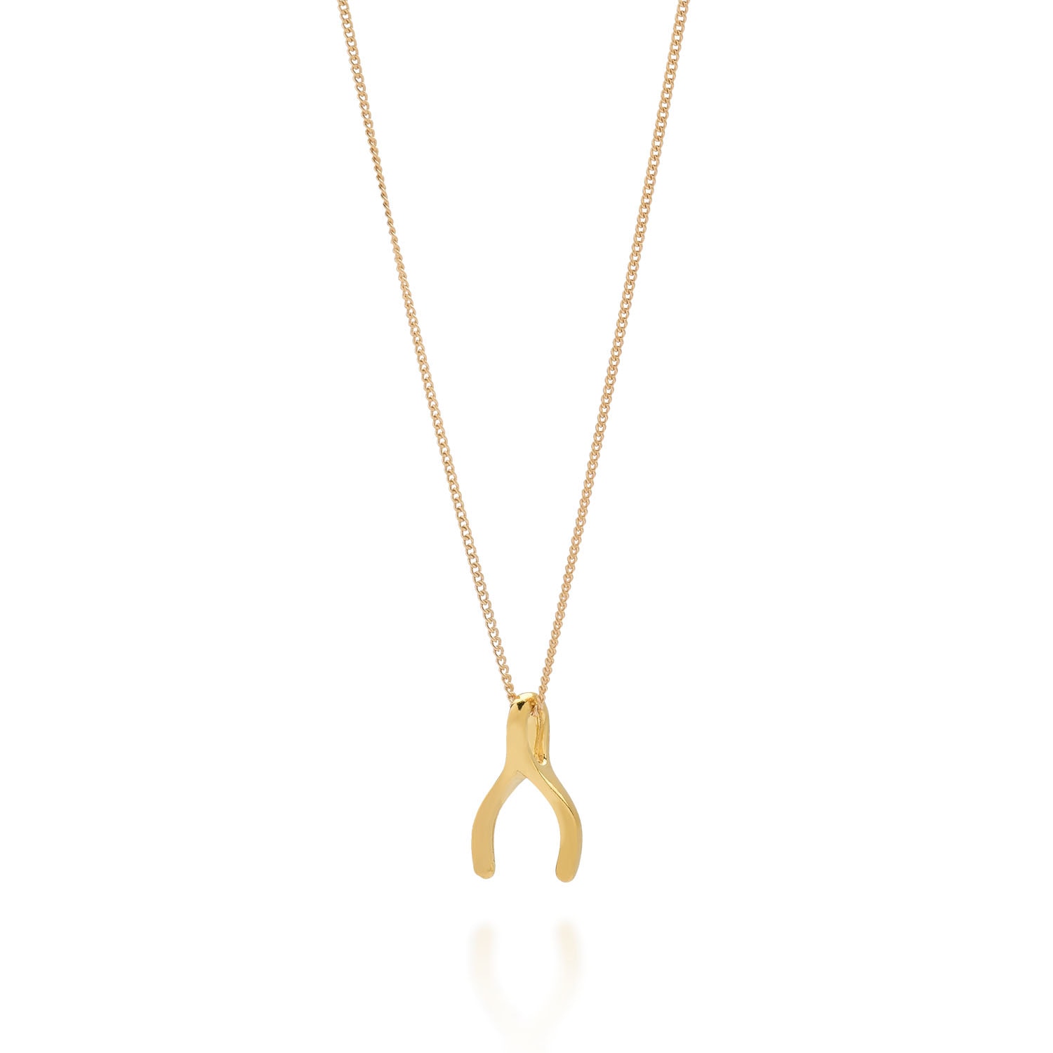 Nellou Jewellery Women's Wishbone Necklace Gold Plated Sterling Silver