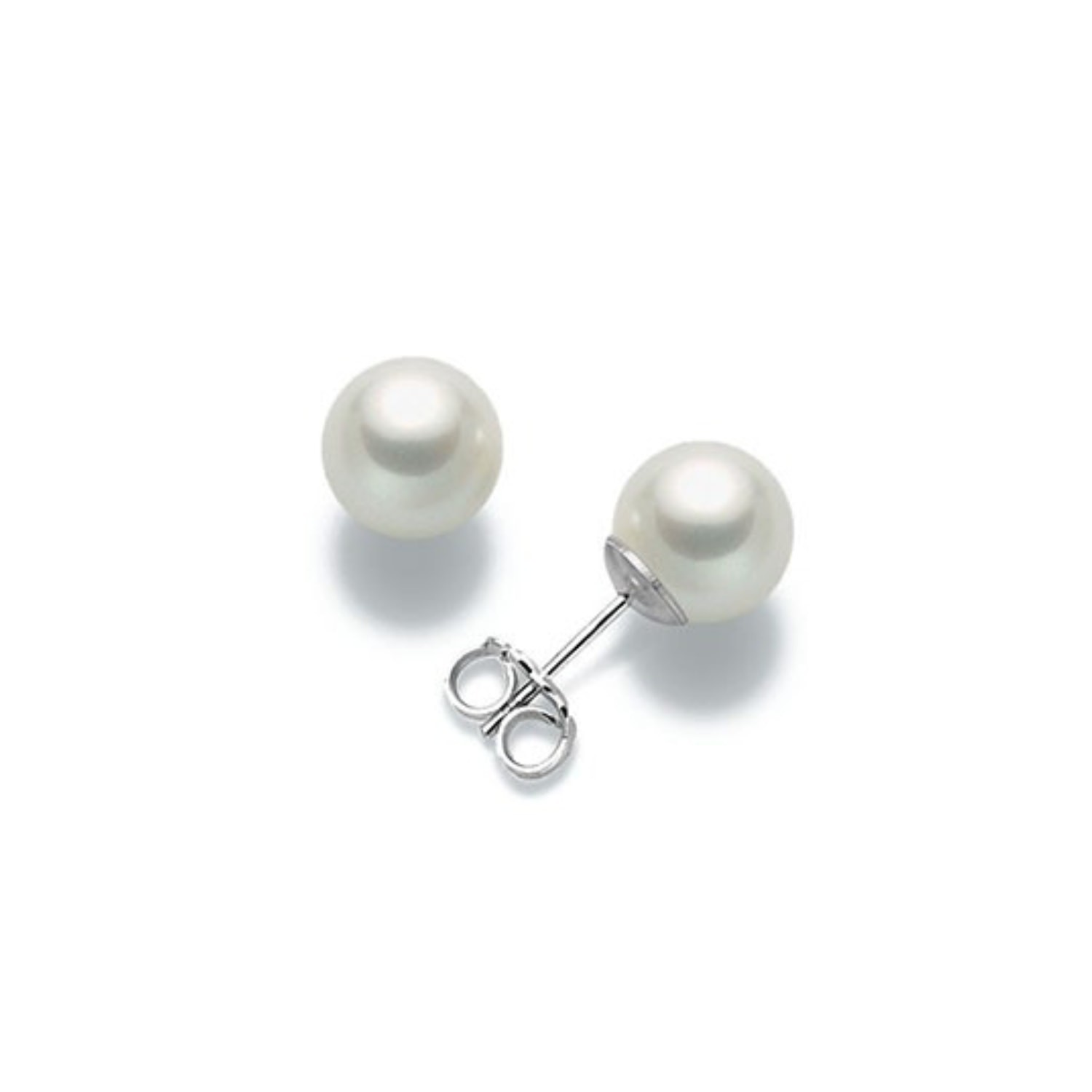 Unaloe Women's Refined  Eighteen K White Gold Stud Earrings With Natural Freshwater Pearls - Enduring Elega