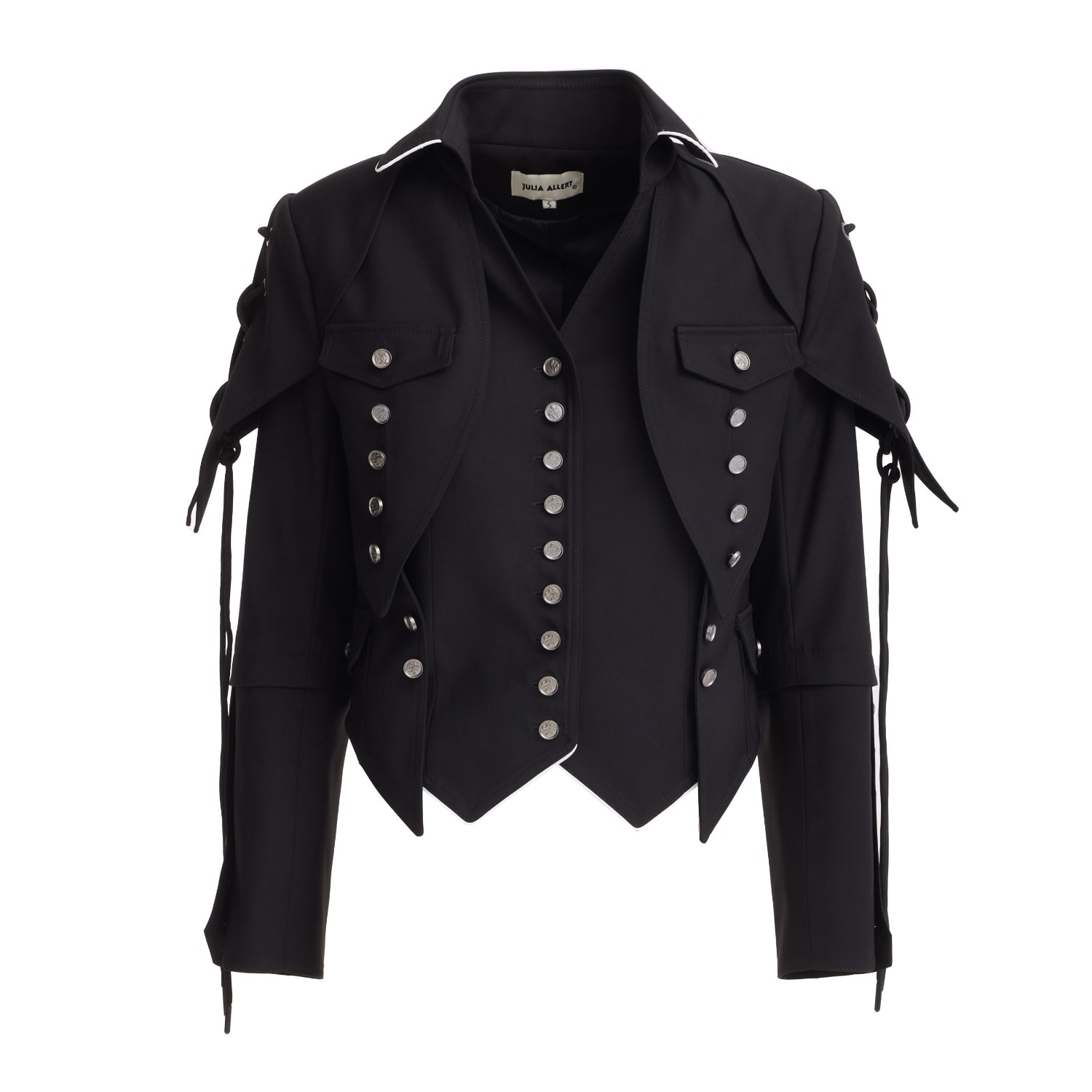 Julia Allert Women's Designer Lace-up Cropped Utility Jacket – Black