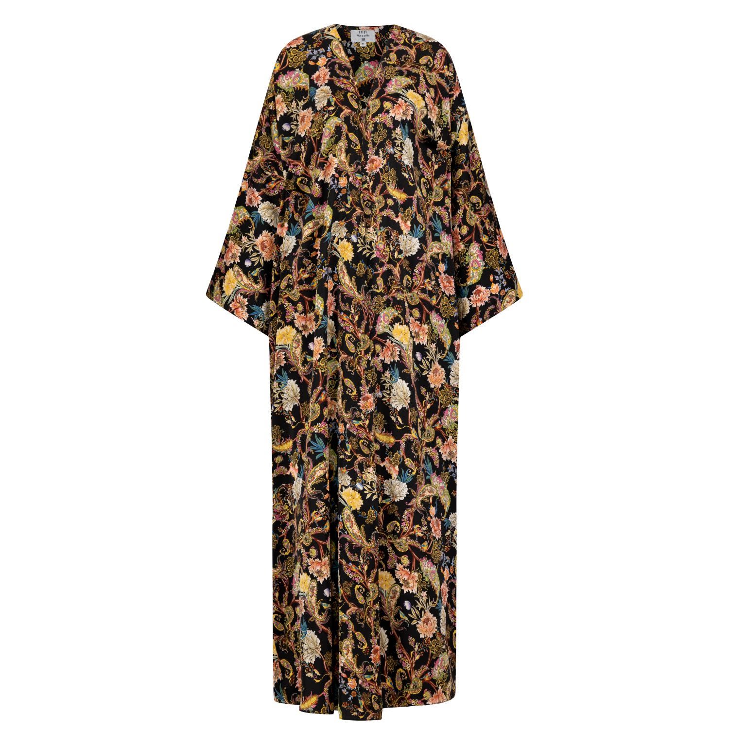 Women’s Classic Cut Abaya In Printed Black Paisley Silk Azzalia