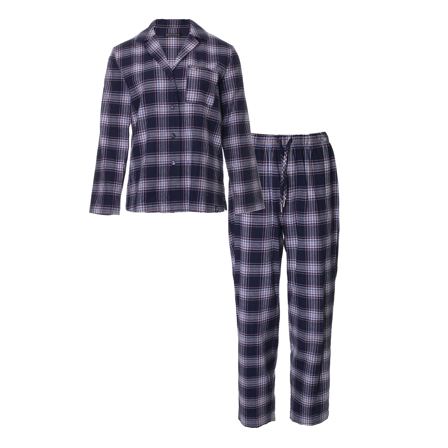 Pretty You Women's Blue Plaid Pyjama Set In Midnight In Blue
