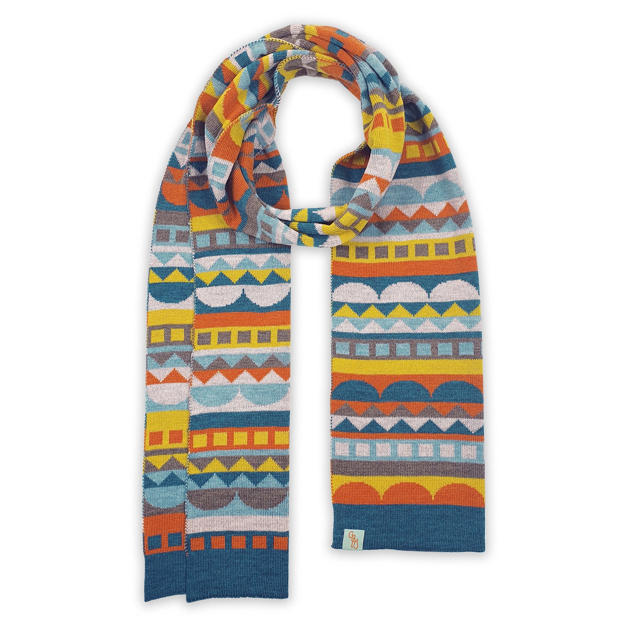 Otto & Spike Women's Scarves - Folk - Merino - Blue