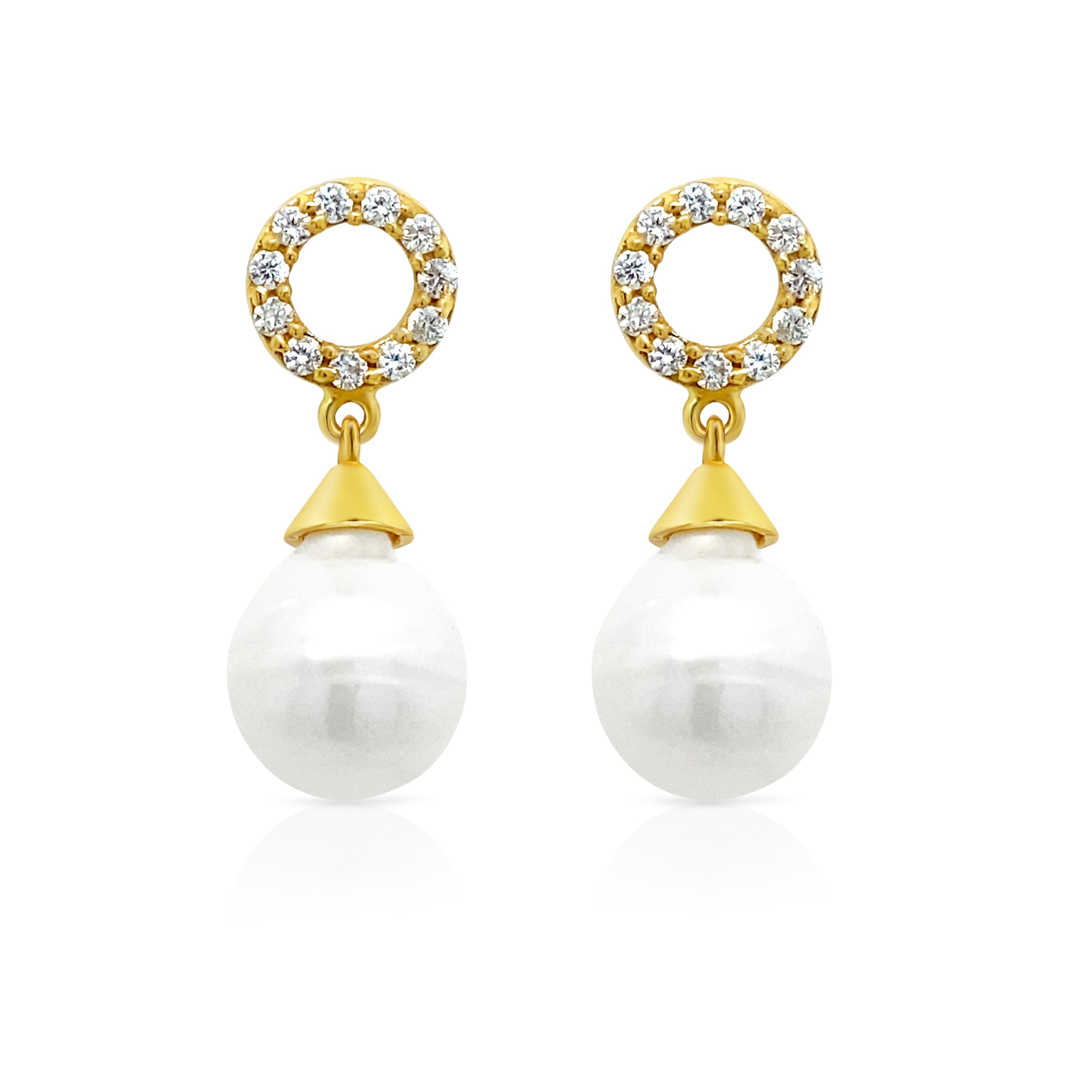 Gem Bazaar Jewellery Women's White / Gold Stardust Pearl Drops In Multi