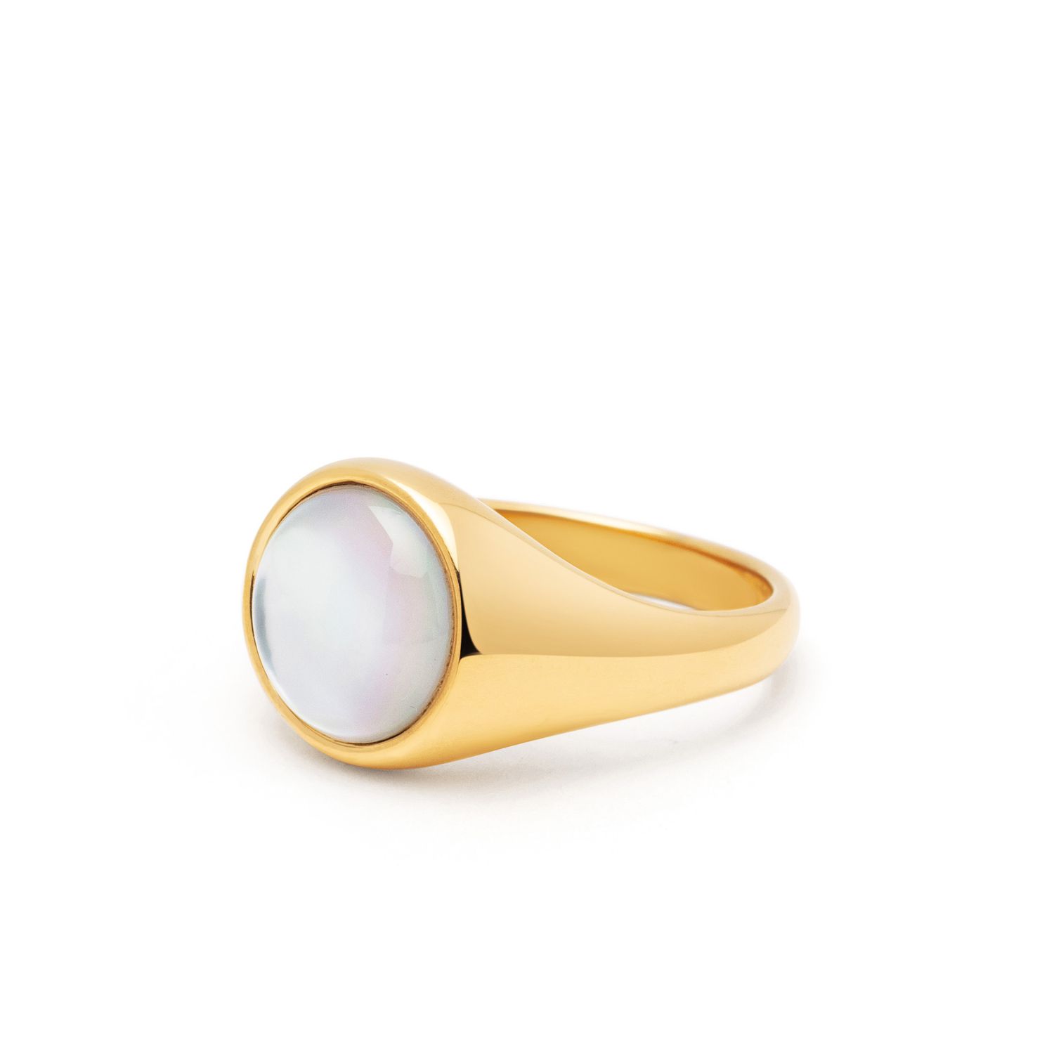 Men’s Gold Signet Ring With Pearl Dome Nialaya