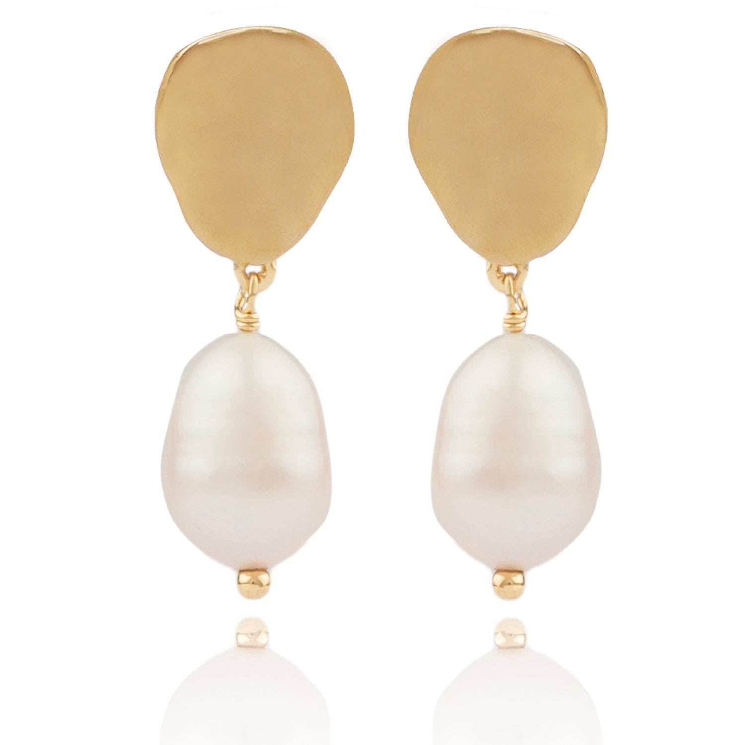 House Of Elliott Women's Gold Monique Drop Earrings With Gilded Brass Plate And Pearls In Gold