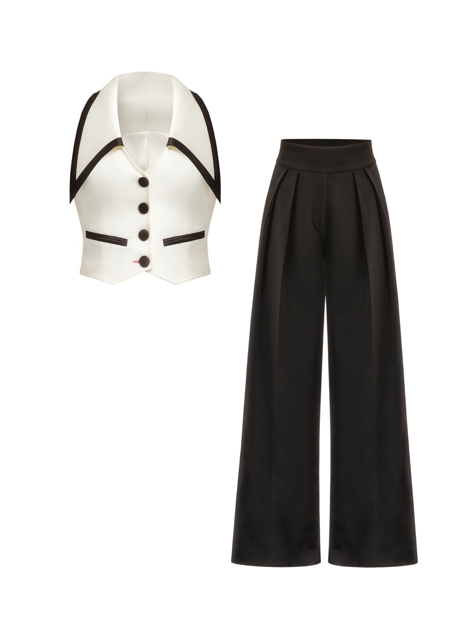 Tia Dorraine Black / White Born To Run Waistcoat & Trousers Set In Black/white