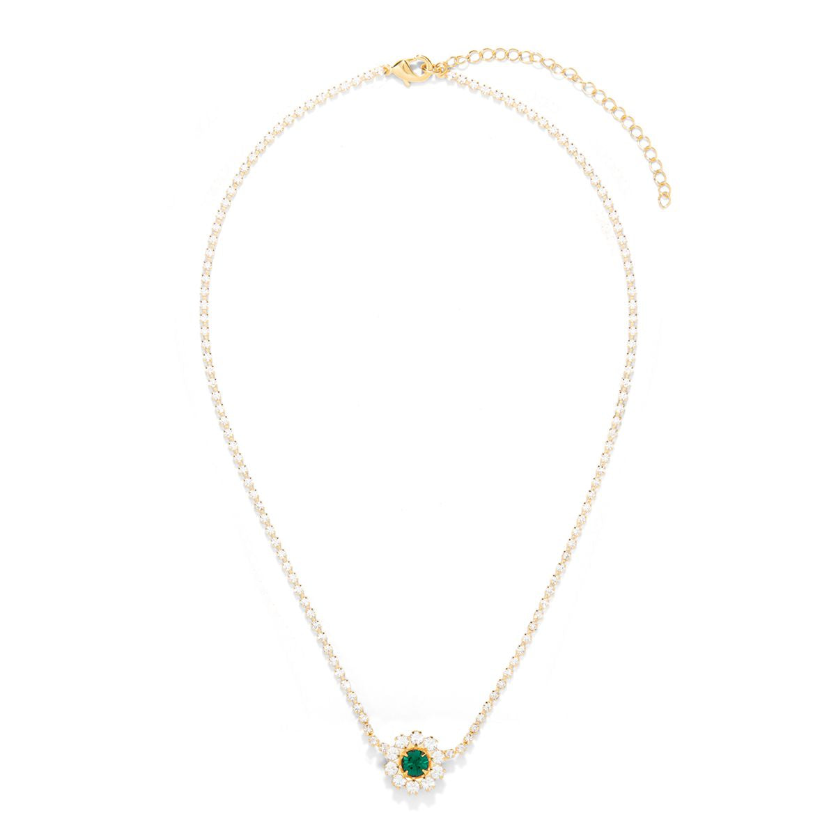 The Pink Reef Women's Single Georgian Necklace In Green In Gold