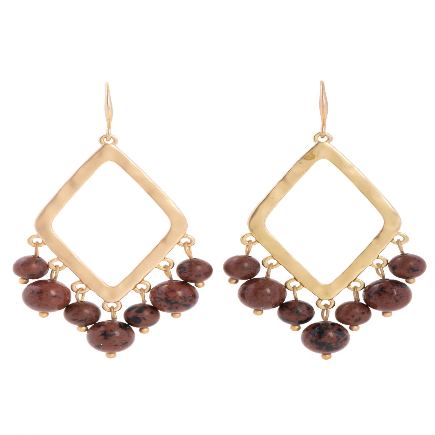 Saachi Women's Brown Stone Beaded Open Dangle Earrings