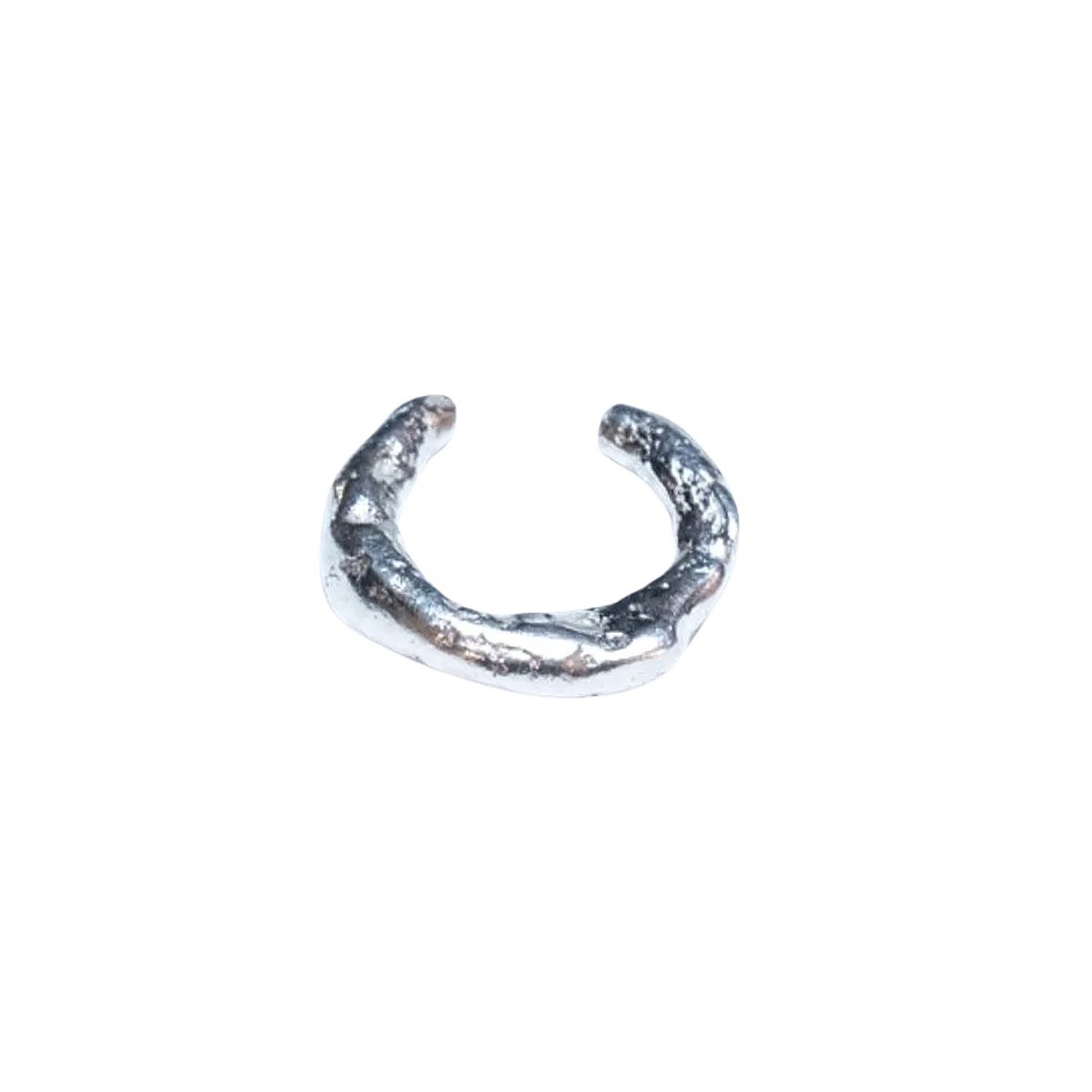 Oolo London Women's Charcoal Cast Ear Cuff In Silver