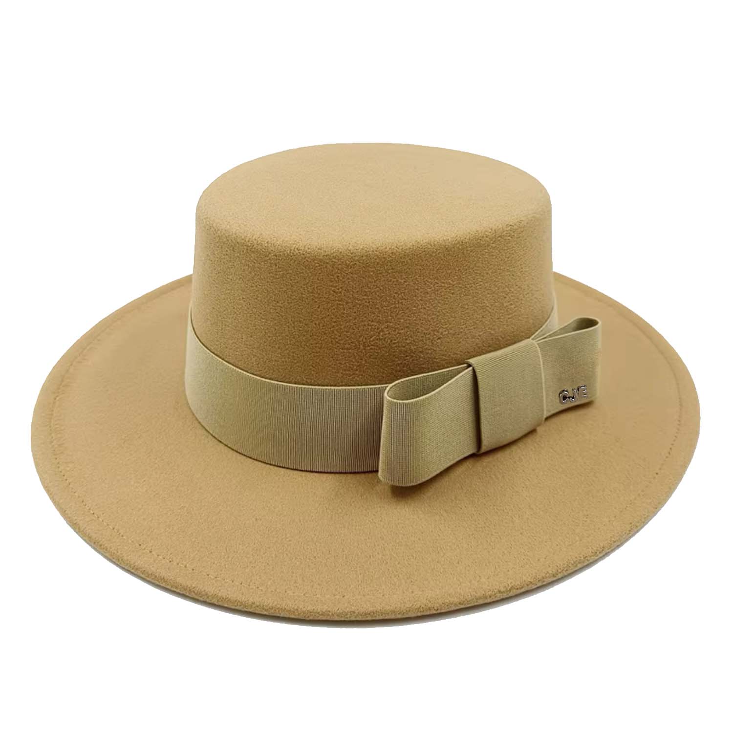 Chanel Joan Elkayam Women's Brown Handmade Camel Wool Wide Brim Boater Hat In Brown