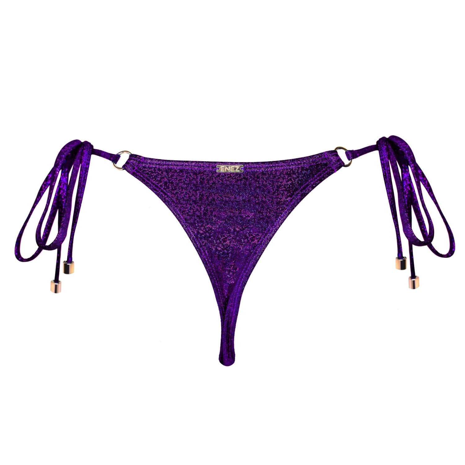 Enez Swim Women's Pink / Purple Mira Thong Bikini Bottoms - Grape Glitter In Pink/purple