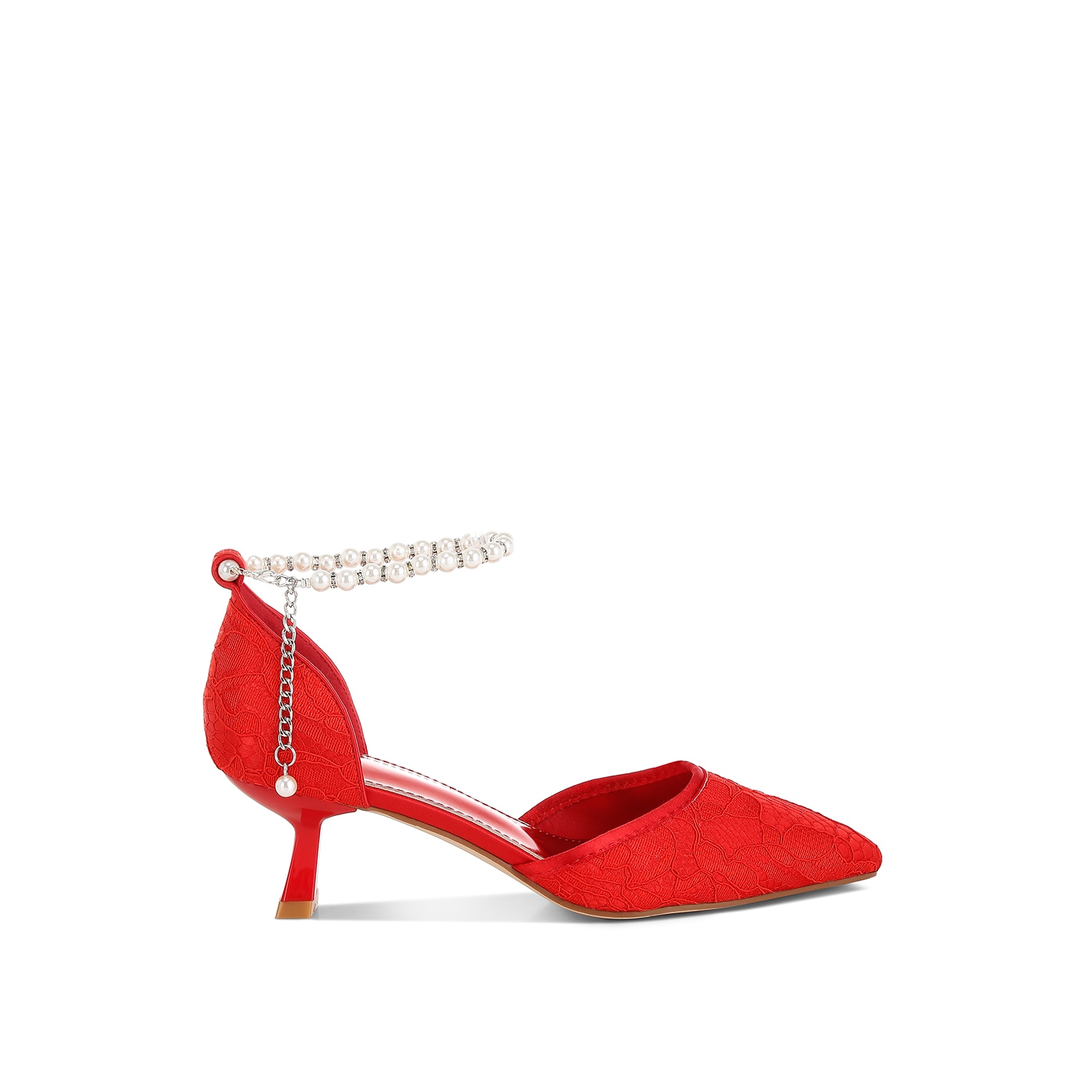 Rag & Co Women's Laika Lace Kitten Heel Sandals In Red By  In Red