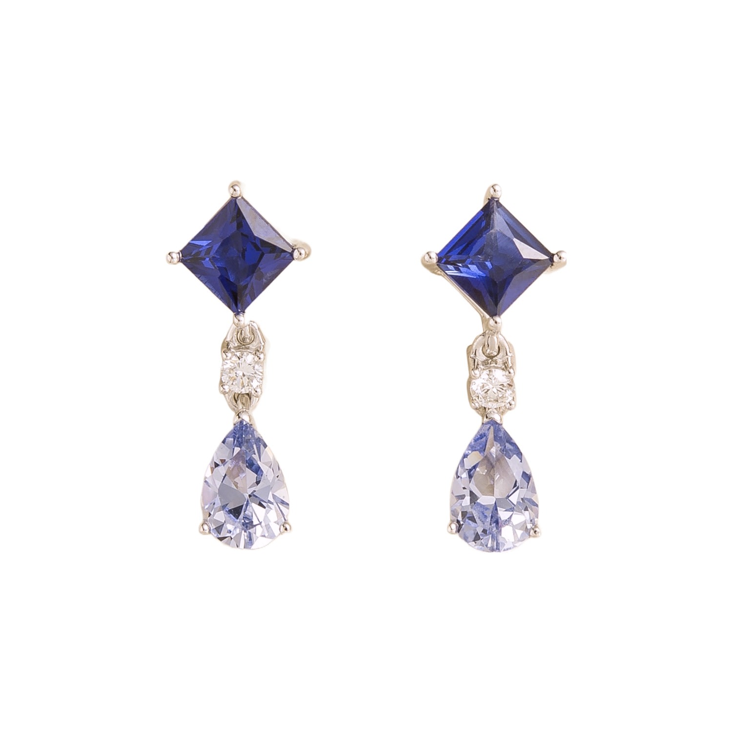 Women’s Silver / Blue / White Ori Earrings In Blue Sapphire & Diamond Juvetti