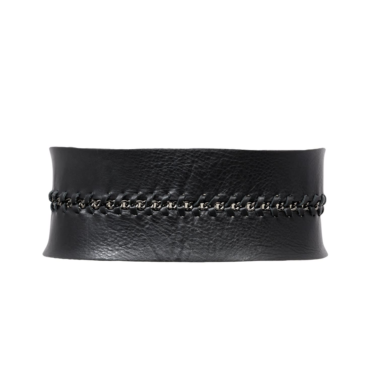 Wide Black Leather Waist Corset Belt Frea by PLIK x HAYA