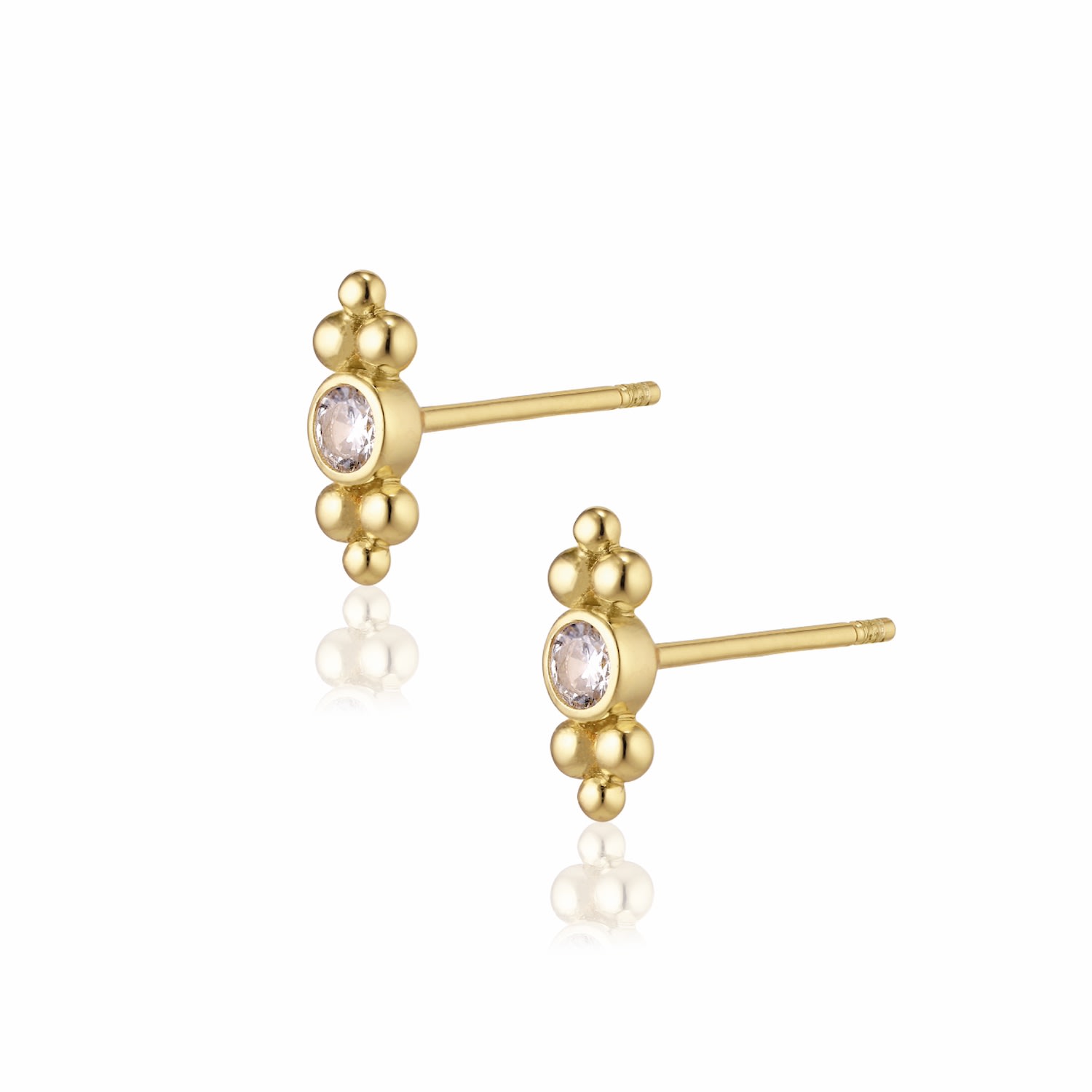 Alura Copenhagen Jewellery Women's Eclipse Zirconia Earstuds With Goldballs In Gold