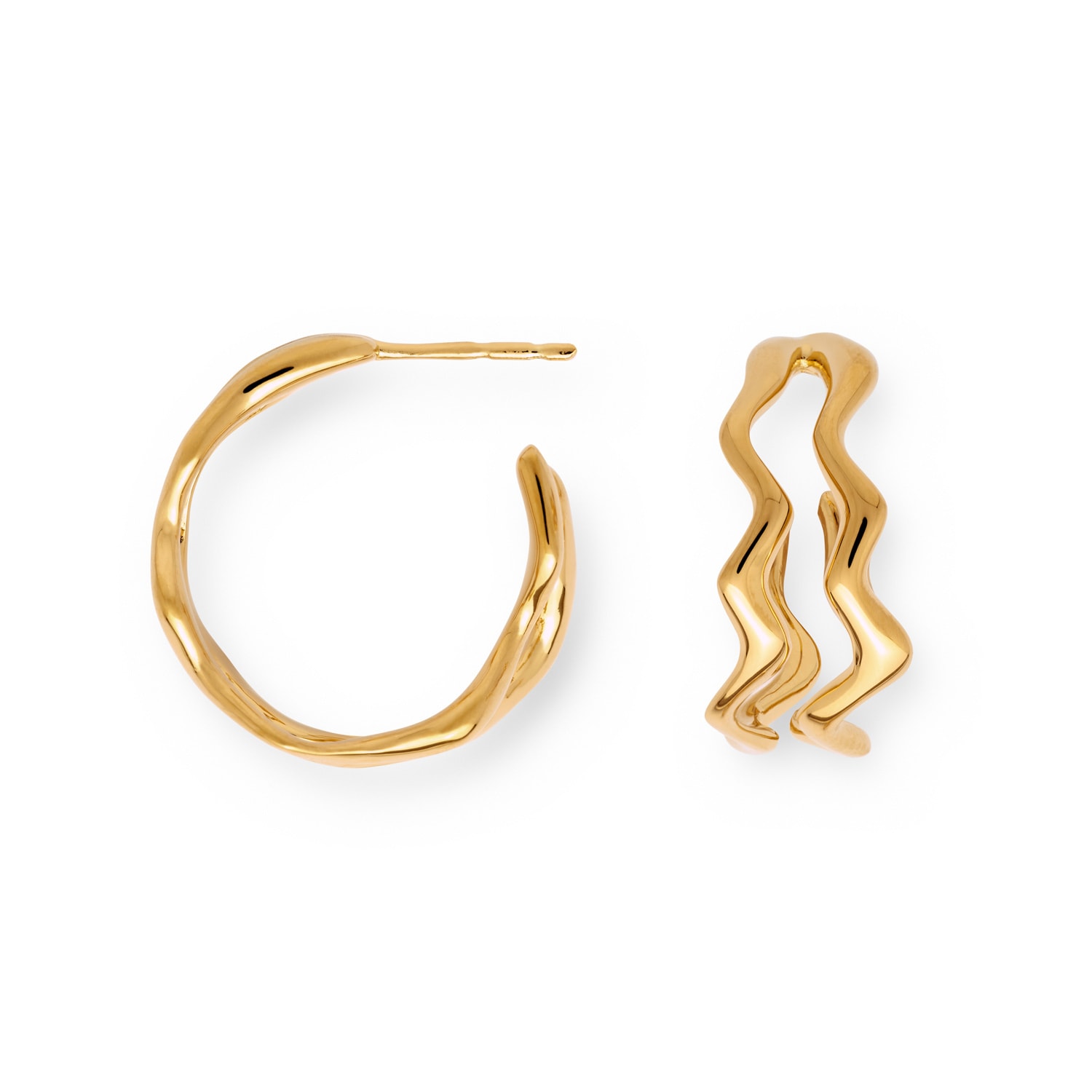 Women’s Poise Double Hoop Earrings - 18K Gold Vermeil Veyia Berlin