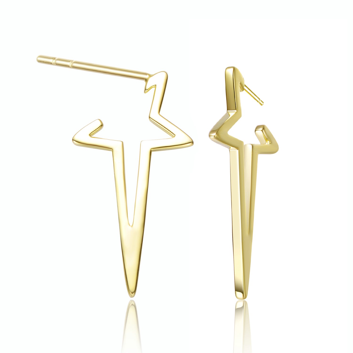 Genevive Jewelry Women's Rachel Glauber Gold Plated Star Open Hoop Earrings In Gold