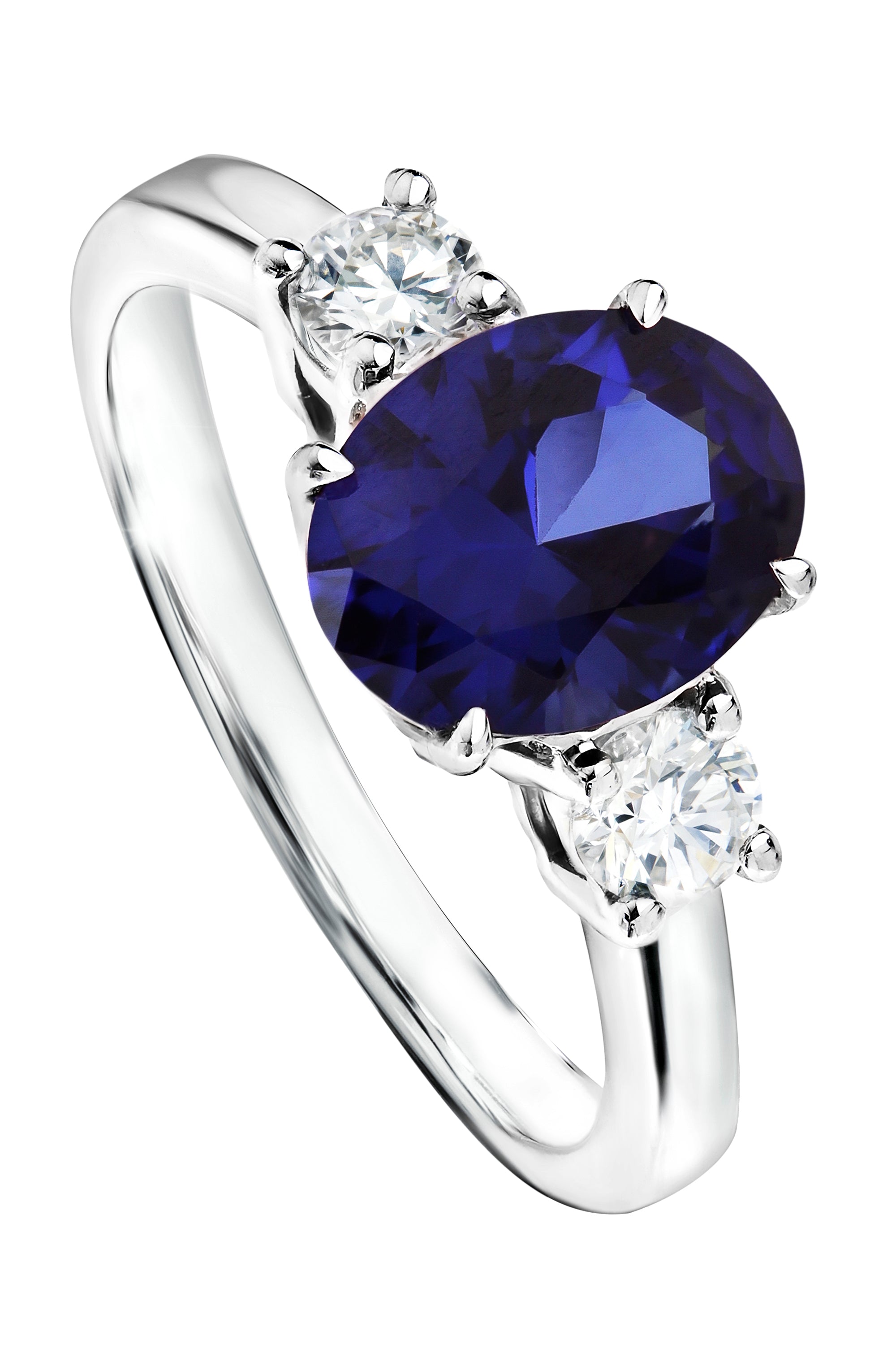 Women’s Silver Ellison White Gold Lab Grown Diamond & Created Sapphire Ring Created Brilliance