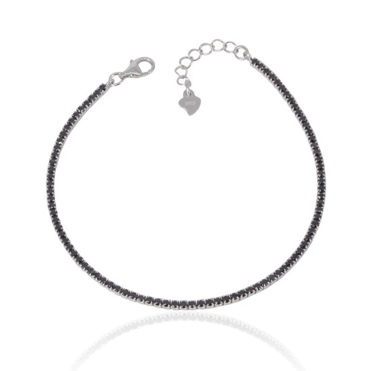 Spero London Women's Sterling Silver Mini Black Tennis Bracelet In Multi