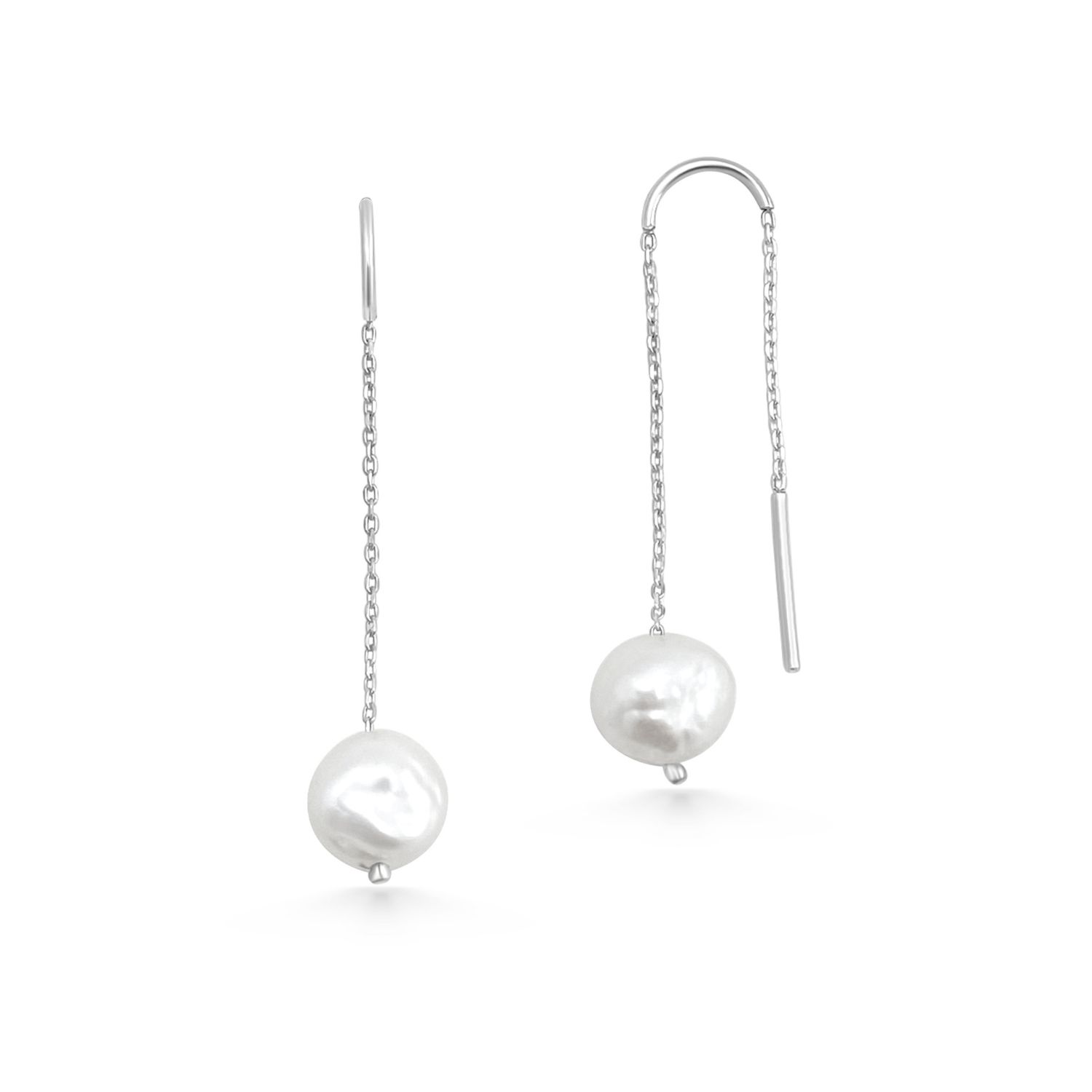 Hik&rós Women's Silver Hanging Pearl Earrings