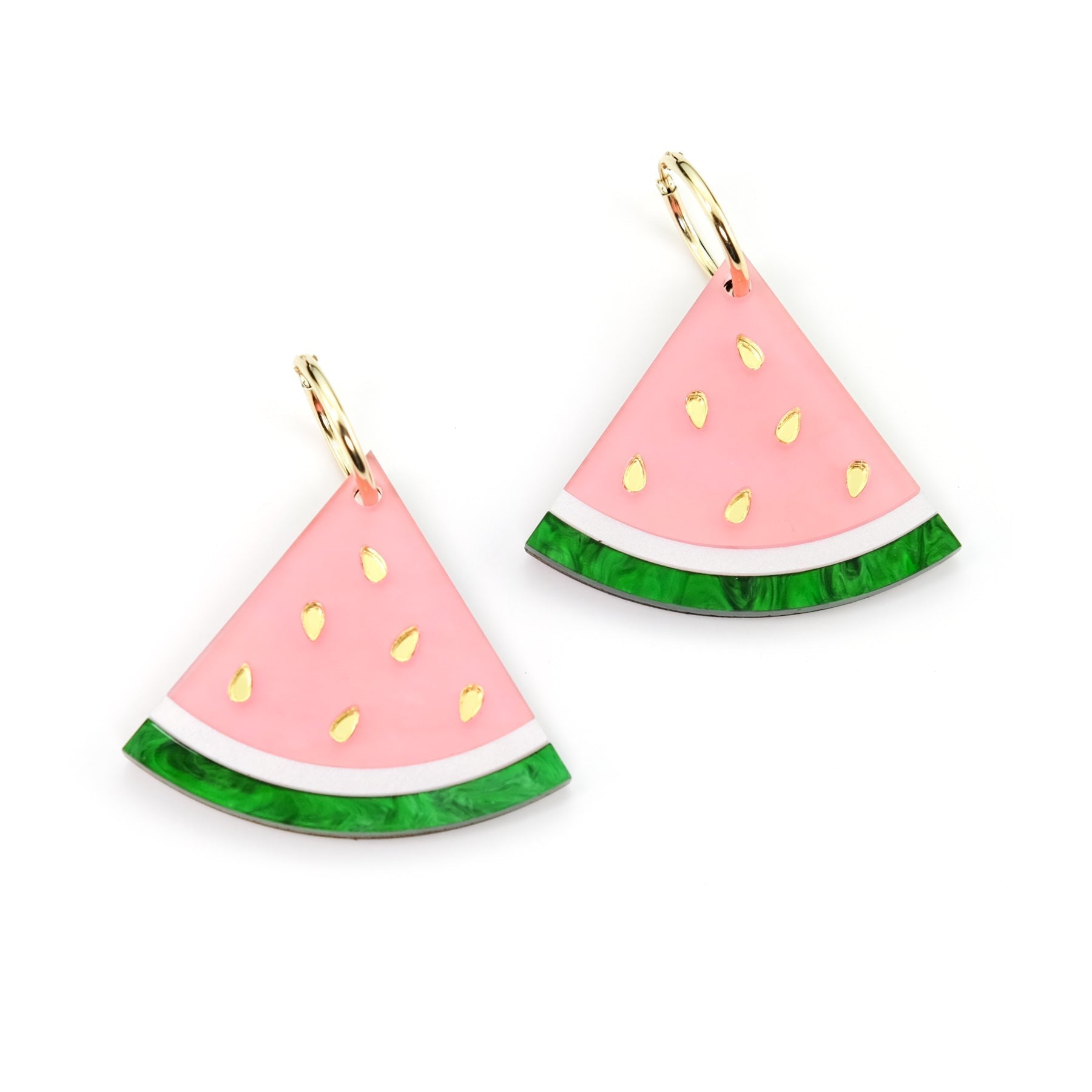 By Chavelli Watermelon Wedge Hoop Earrings In Pink
