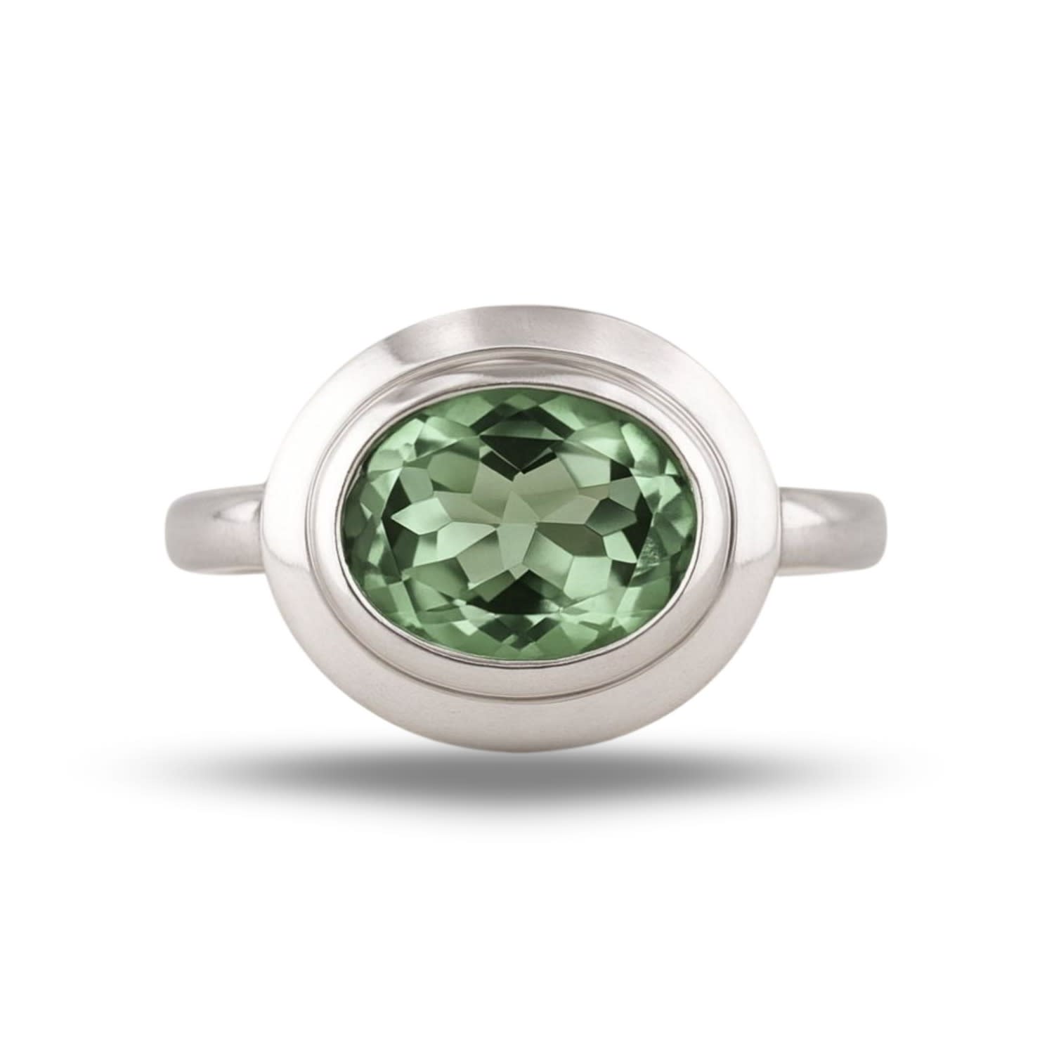 Dainty London Women's Silver Sea Green Quartz Gemstone Ring - Margo In Metallic