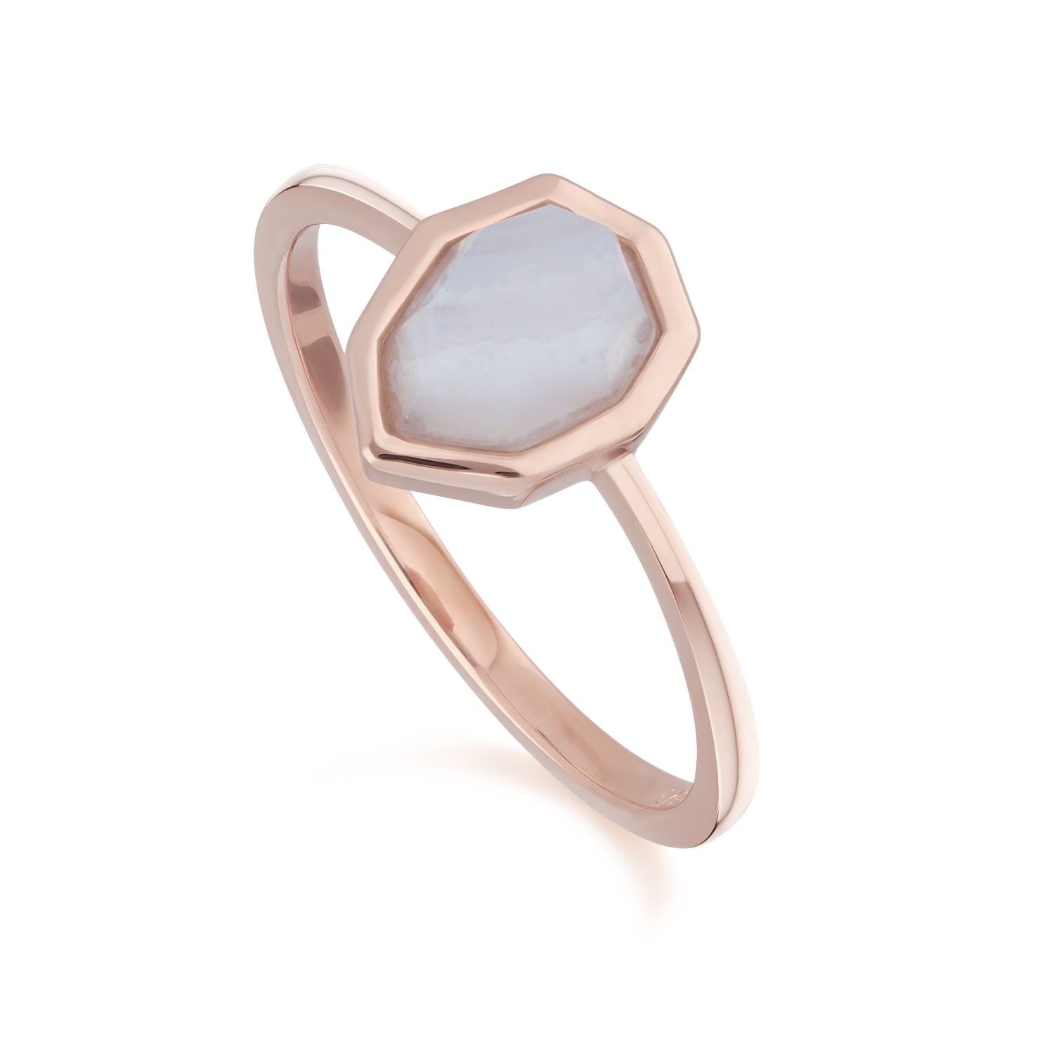 Women’s Irregular Blue Lace Agate Ring In Rose Gold Plated Silver Gemondo