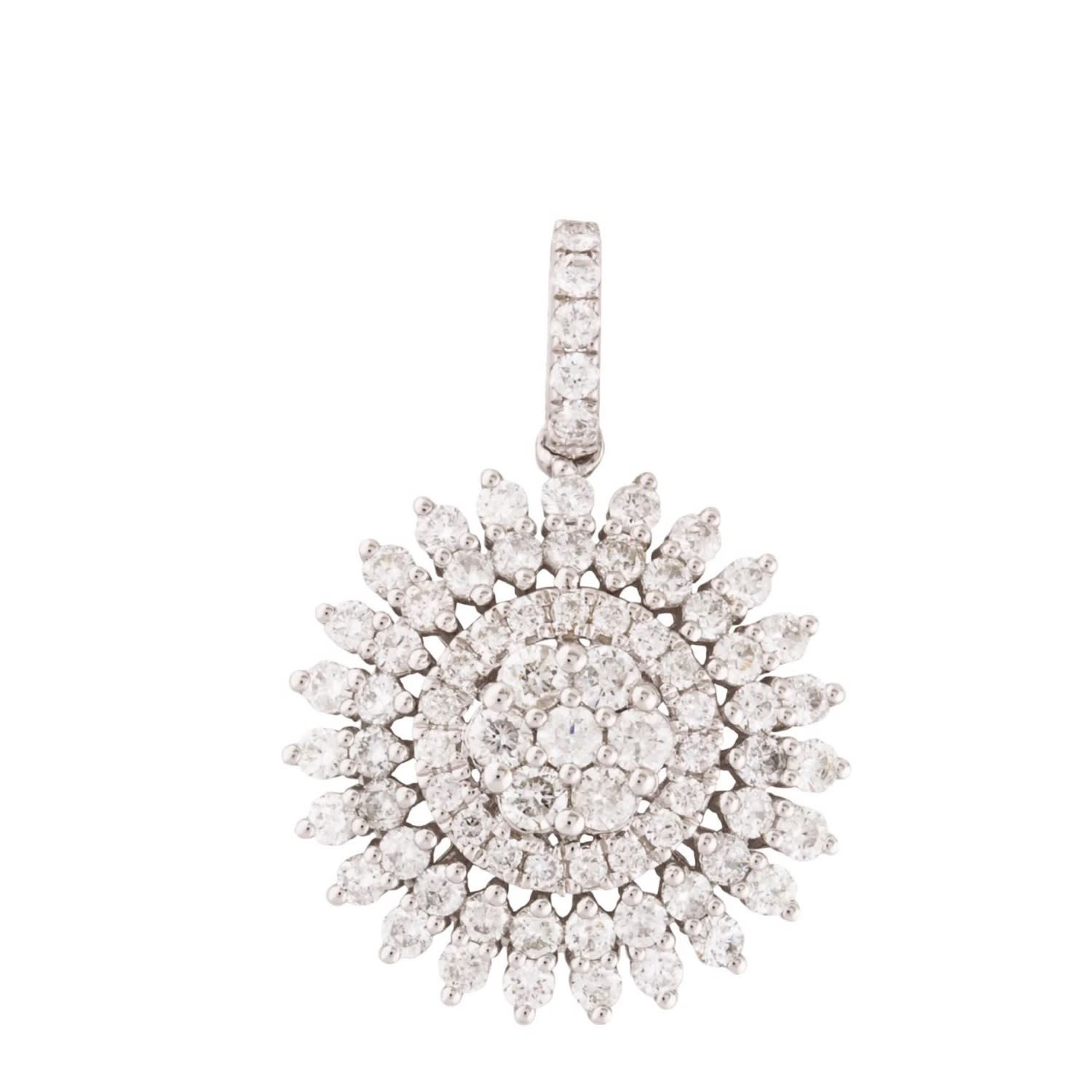 Artisan Women's Natural Diamond Designer Pendant In 14k White Gold