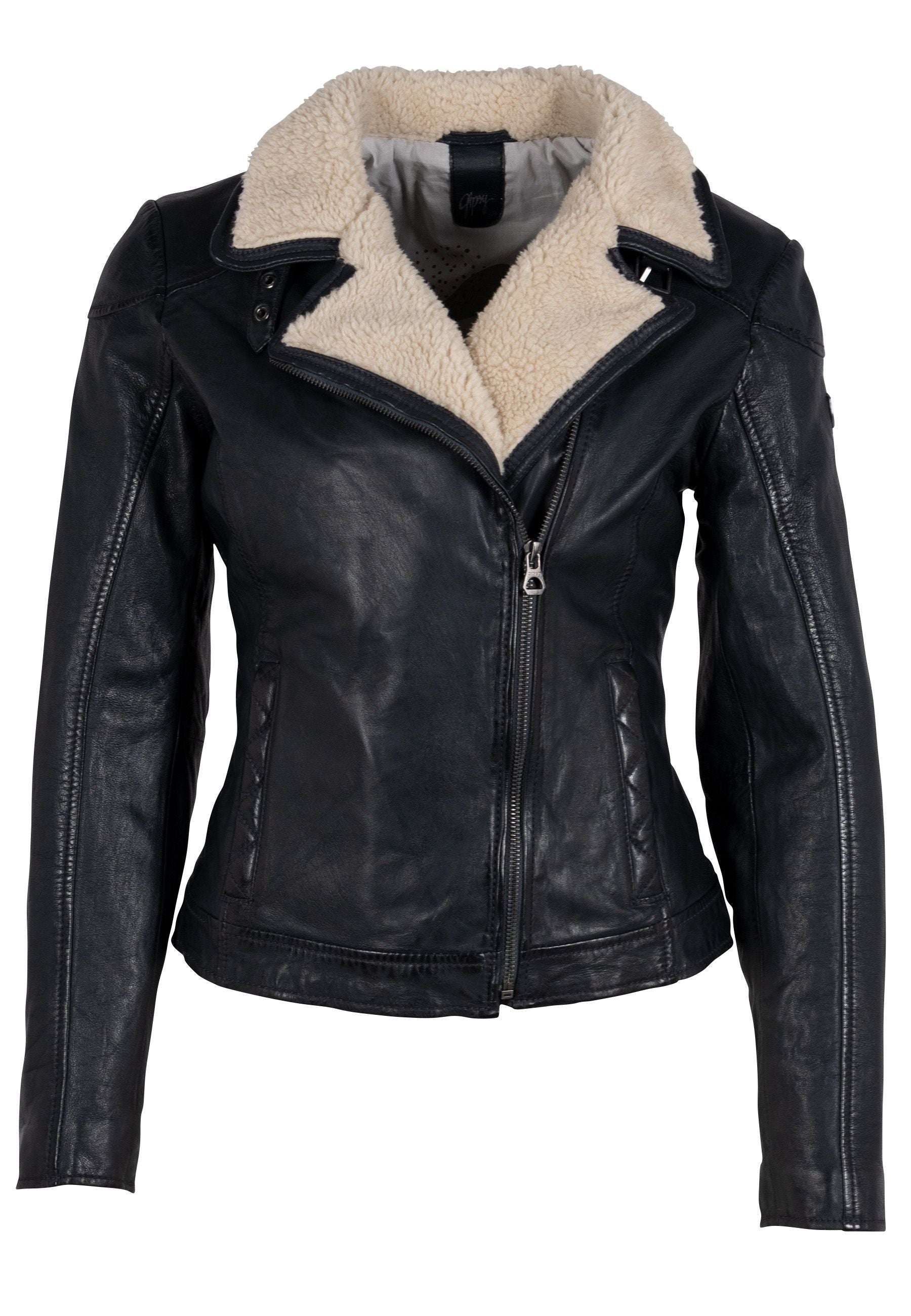 Mauritius Women's Brown Jenja Cf Leather Jacket, Navy In Black