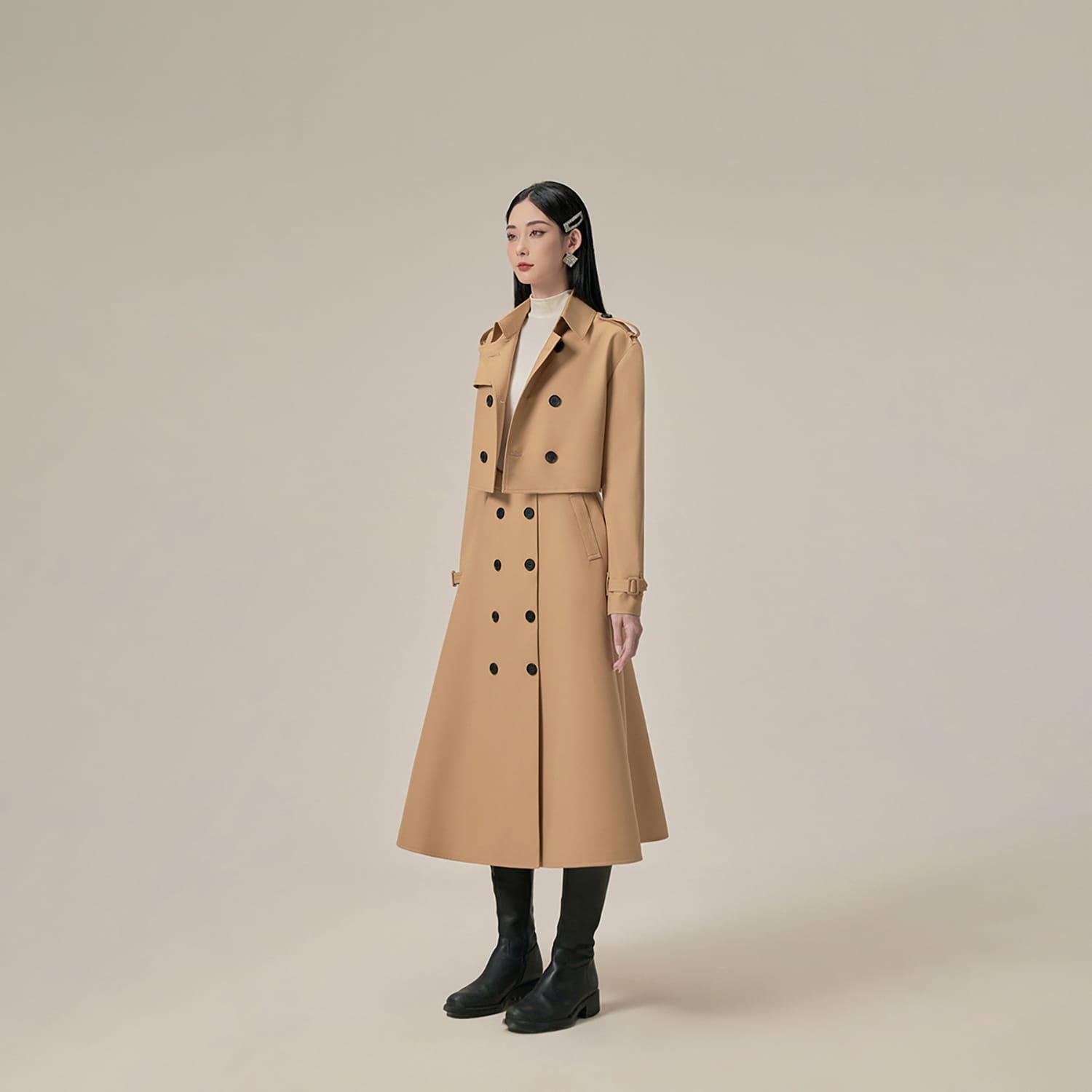 Relaxed Crop Trench Coat - Camel by Lobbster