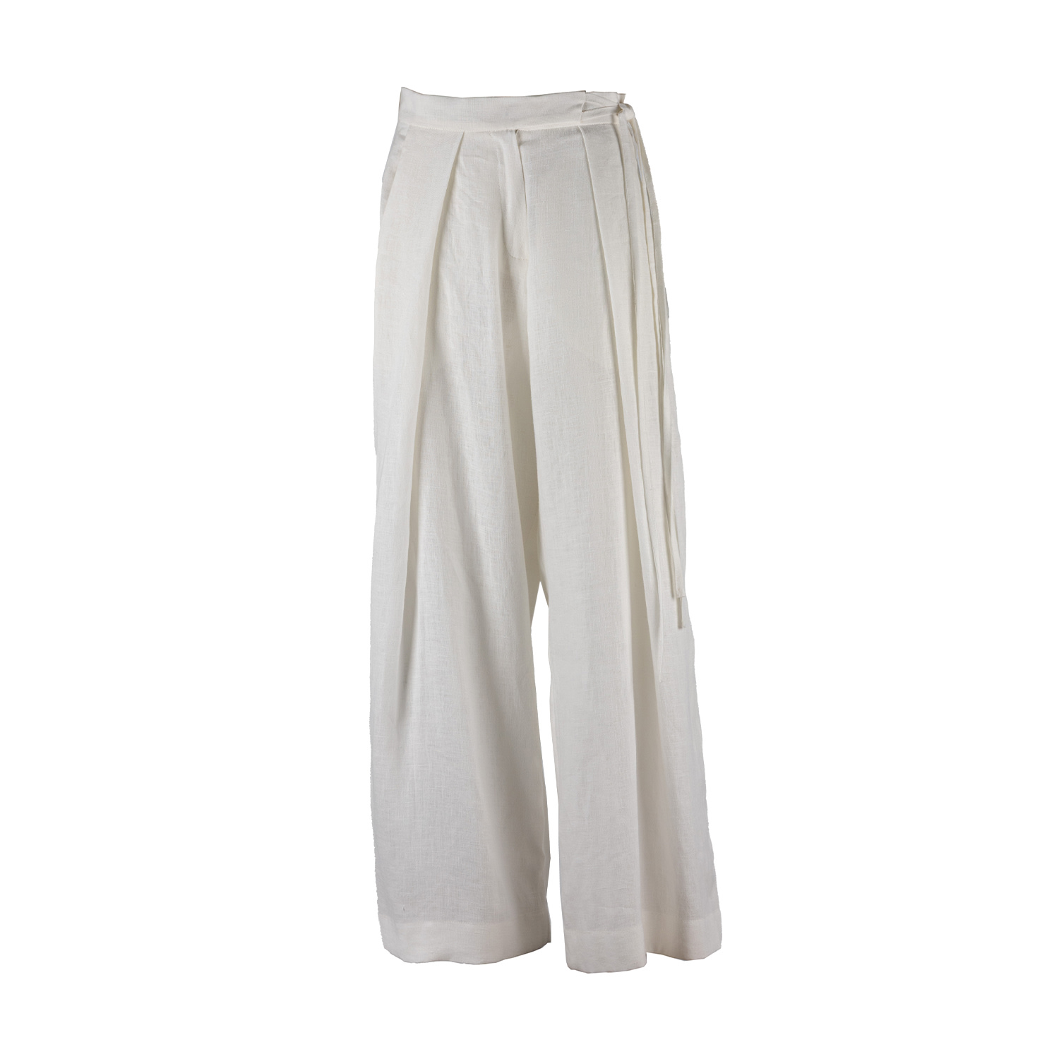 Women&rsquo;s White Linen Wide-Leg Trousers | Small | Una Berzina