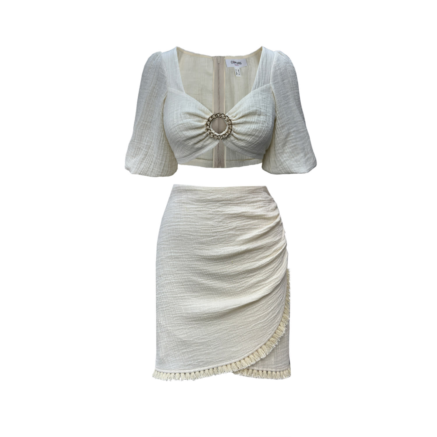 Copurs Women's Neutrals Jenna Top & Serena Skirt Set In Yellow